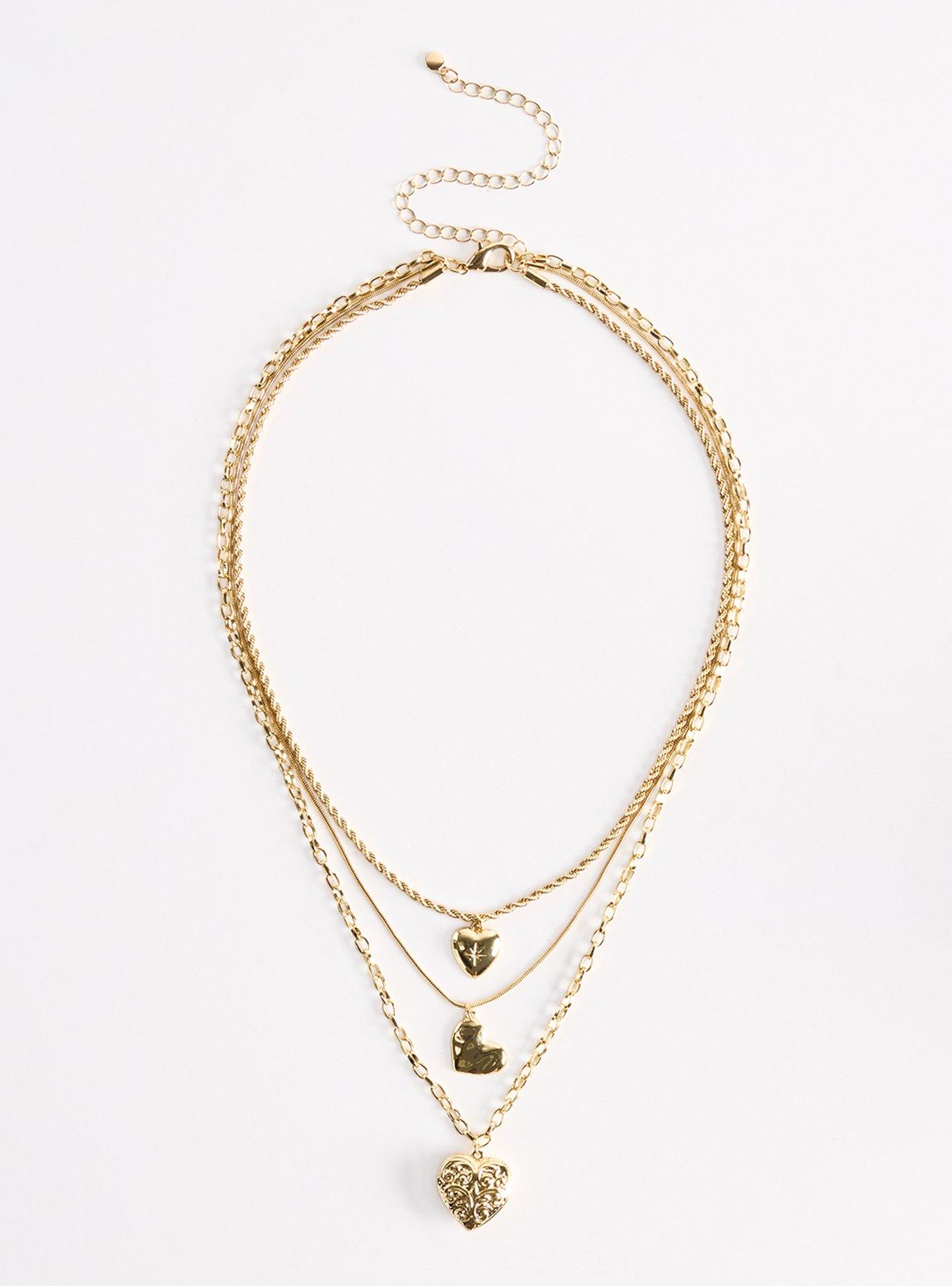 Plus Size Heart Layered Necklace, , hi-res