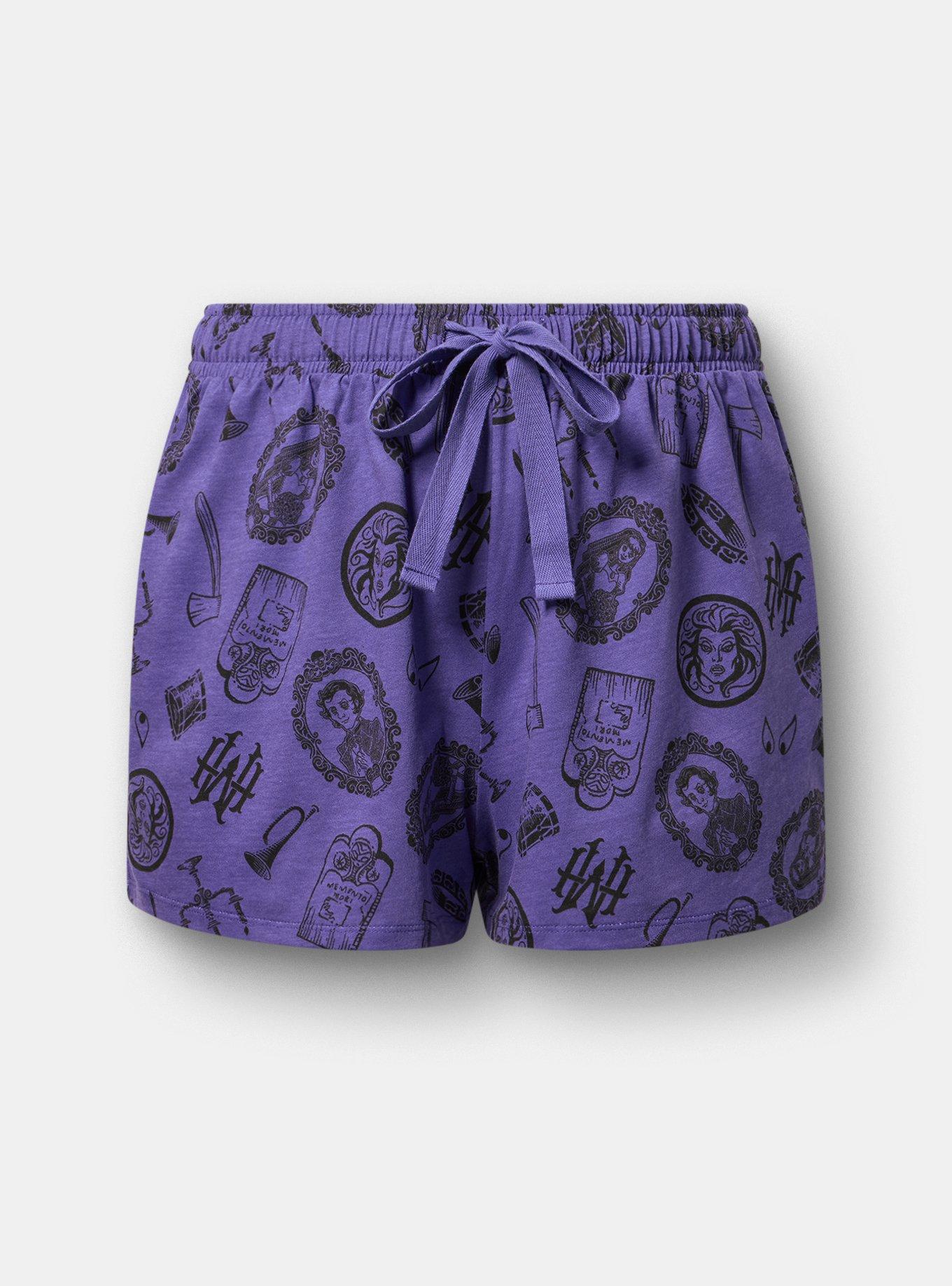 Disney Haunted Mansion Sleep Short, WELCOME FOOLISH MORTALS PURPLE, hi-res