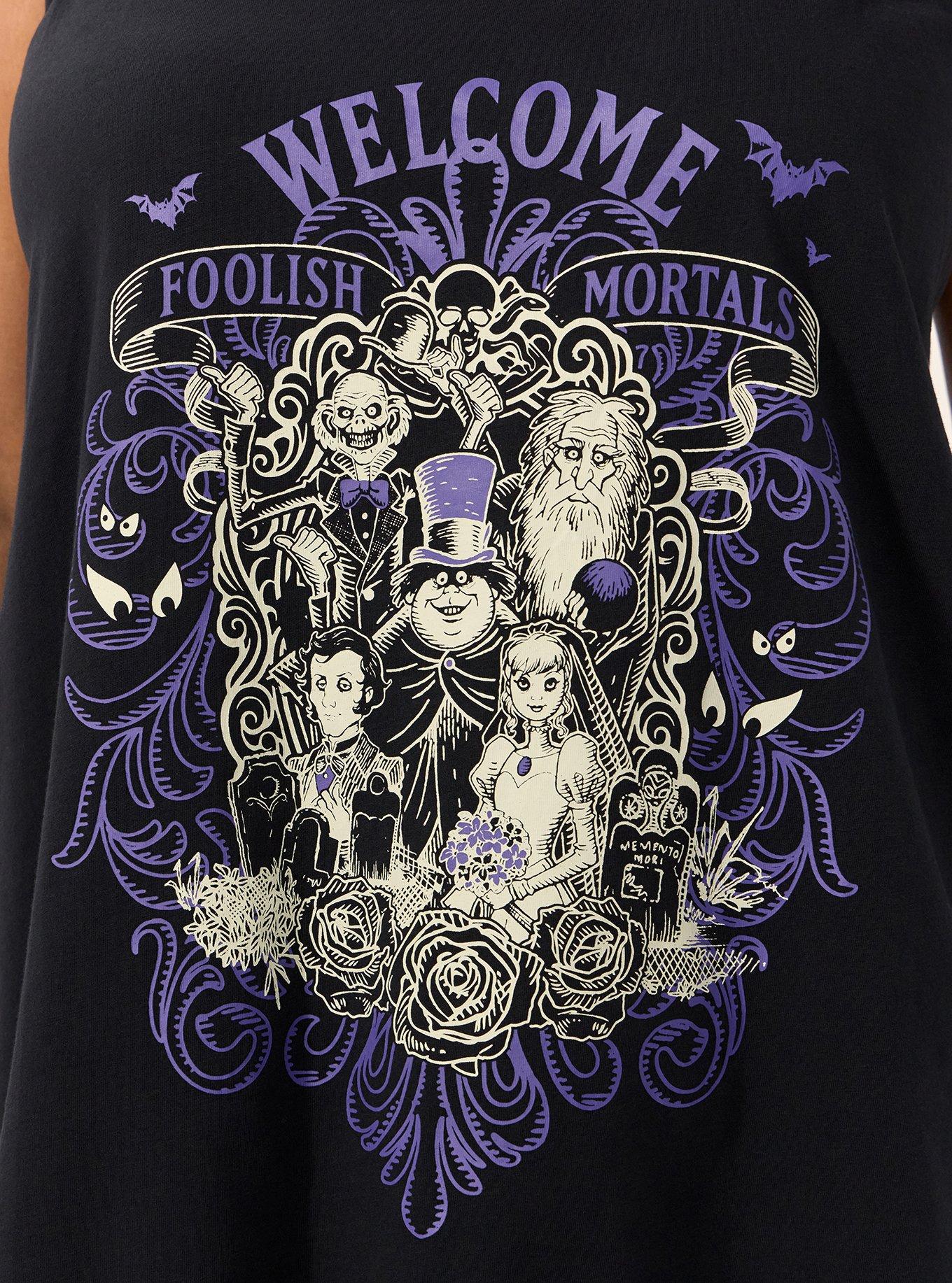 Plus Size Disney Haunted Mansion Sleep Tank, WELCOME FOOLISH MORTALS BLACK, alternate