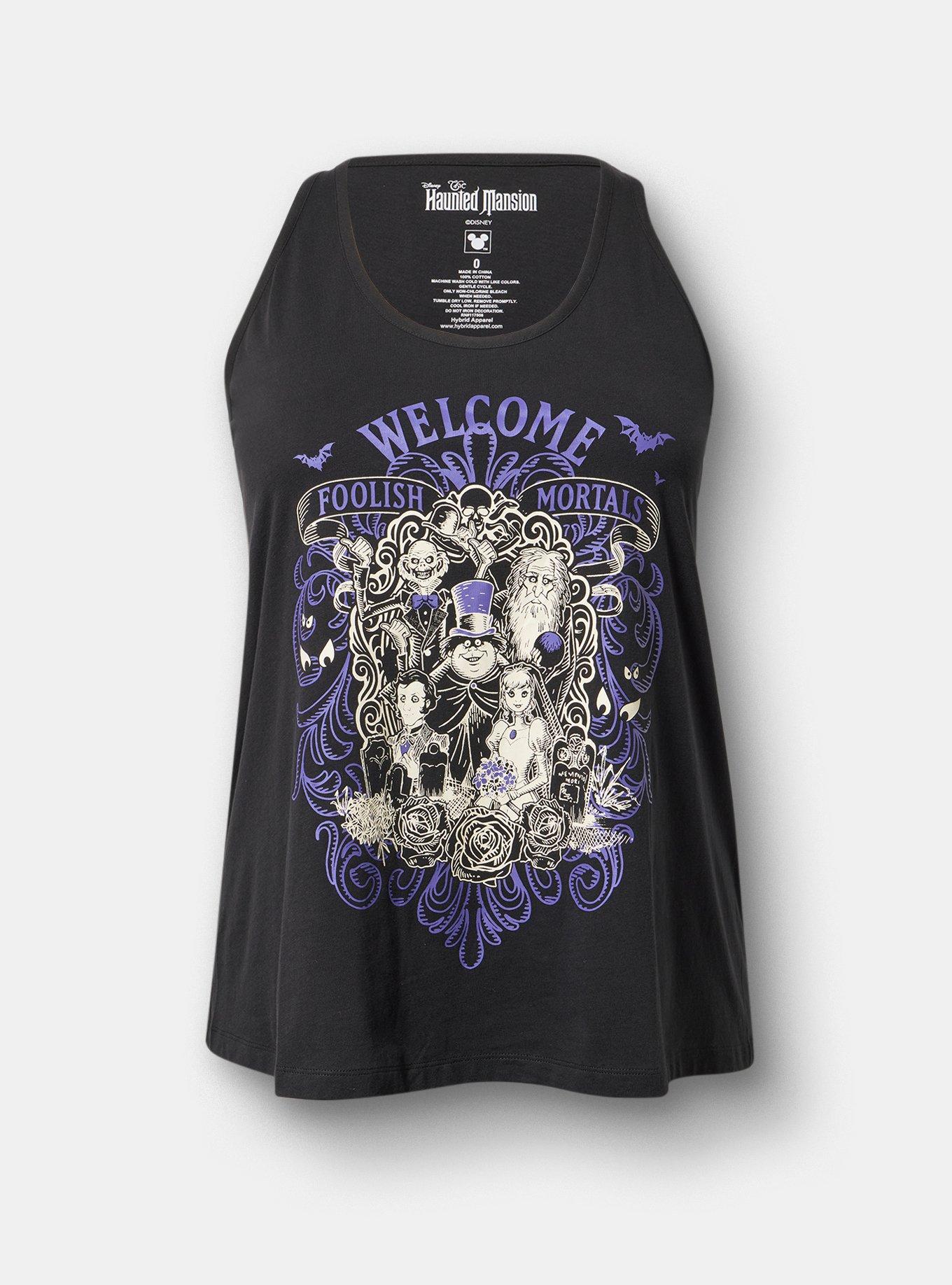Disney Haunted Mansion Sleep Tank, WELCOME FOOLISH MORTALS BLACK, flat
