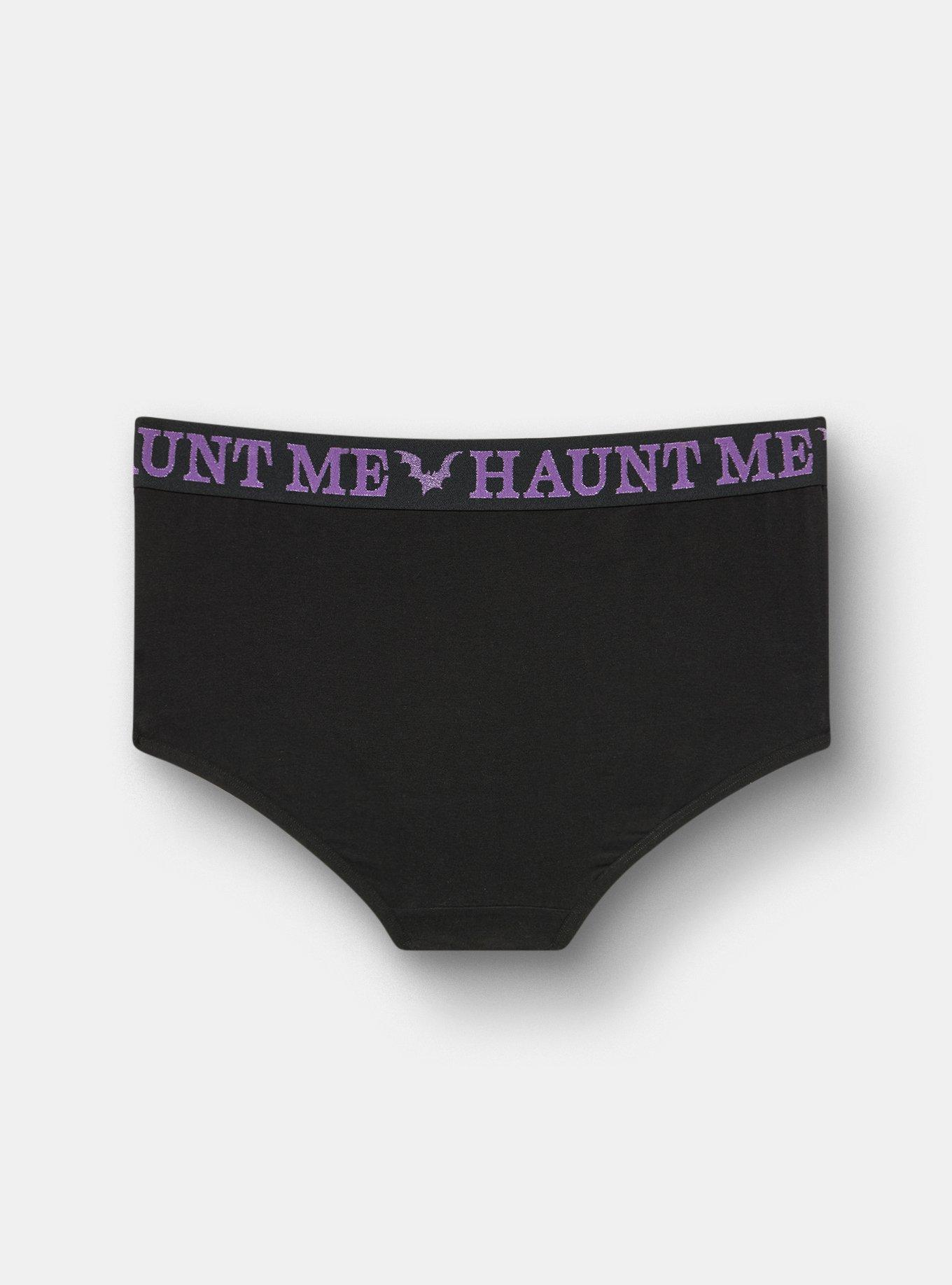 Cotton Mid-Rise Brief Panty, HAUNT ME RICH BLACK, alternate