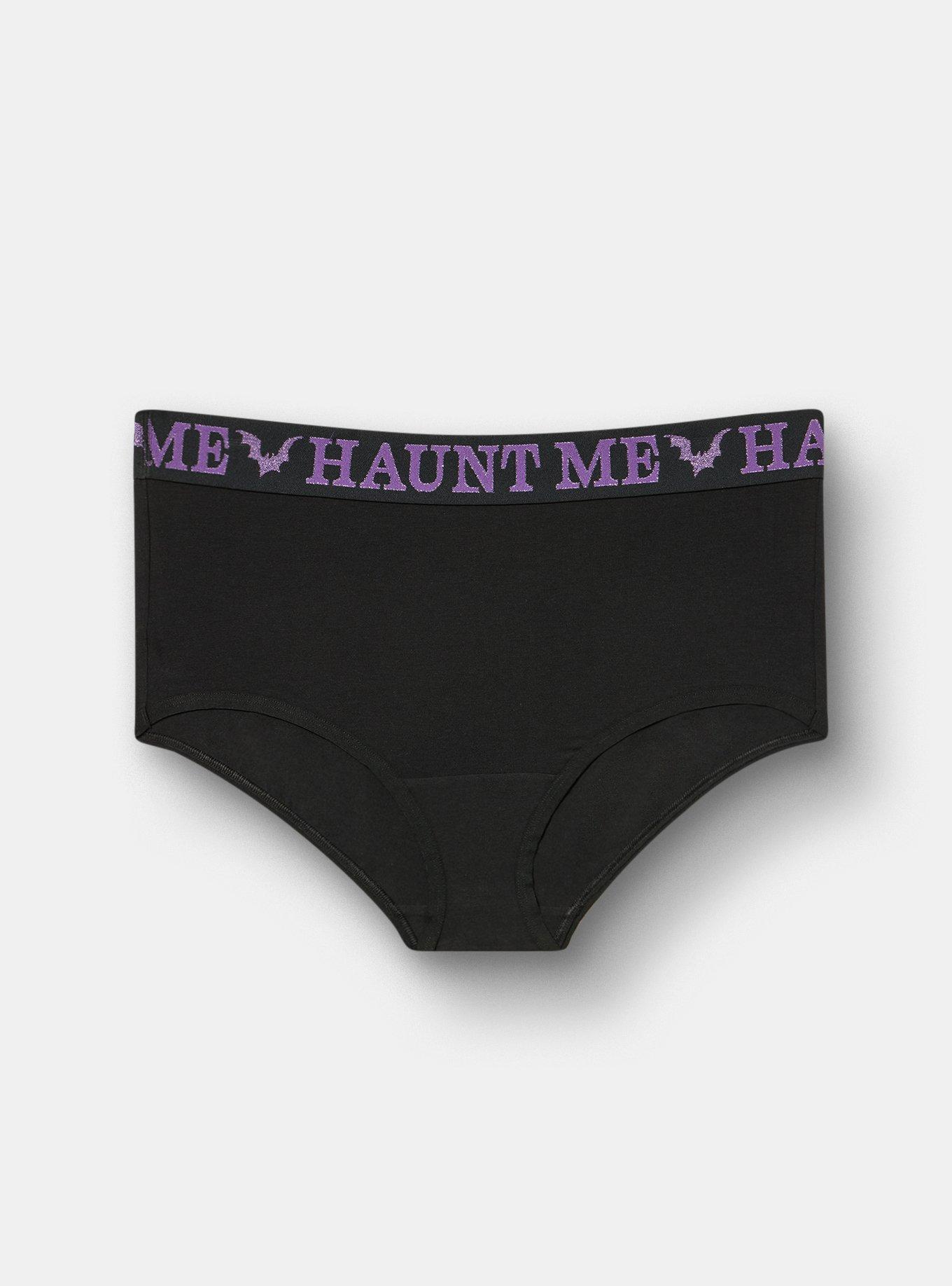 Cotton Mid-Rise Brief Panty, HAUNT ME RICH BLACK, hi-res
