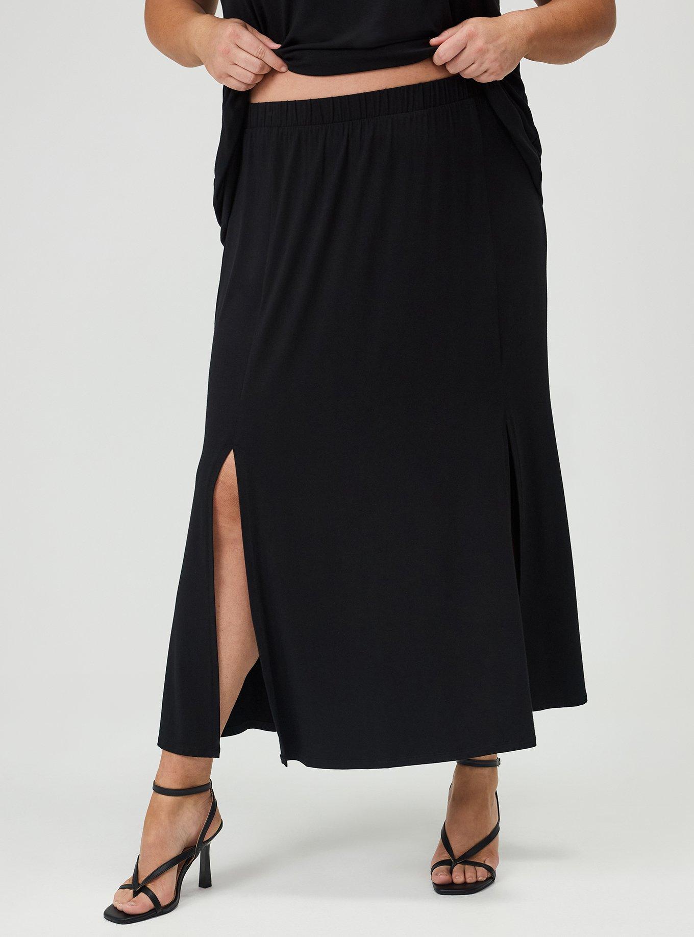 Super Soft Column Maxi Skirt, DEEP BLACK, alternate