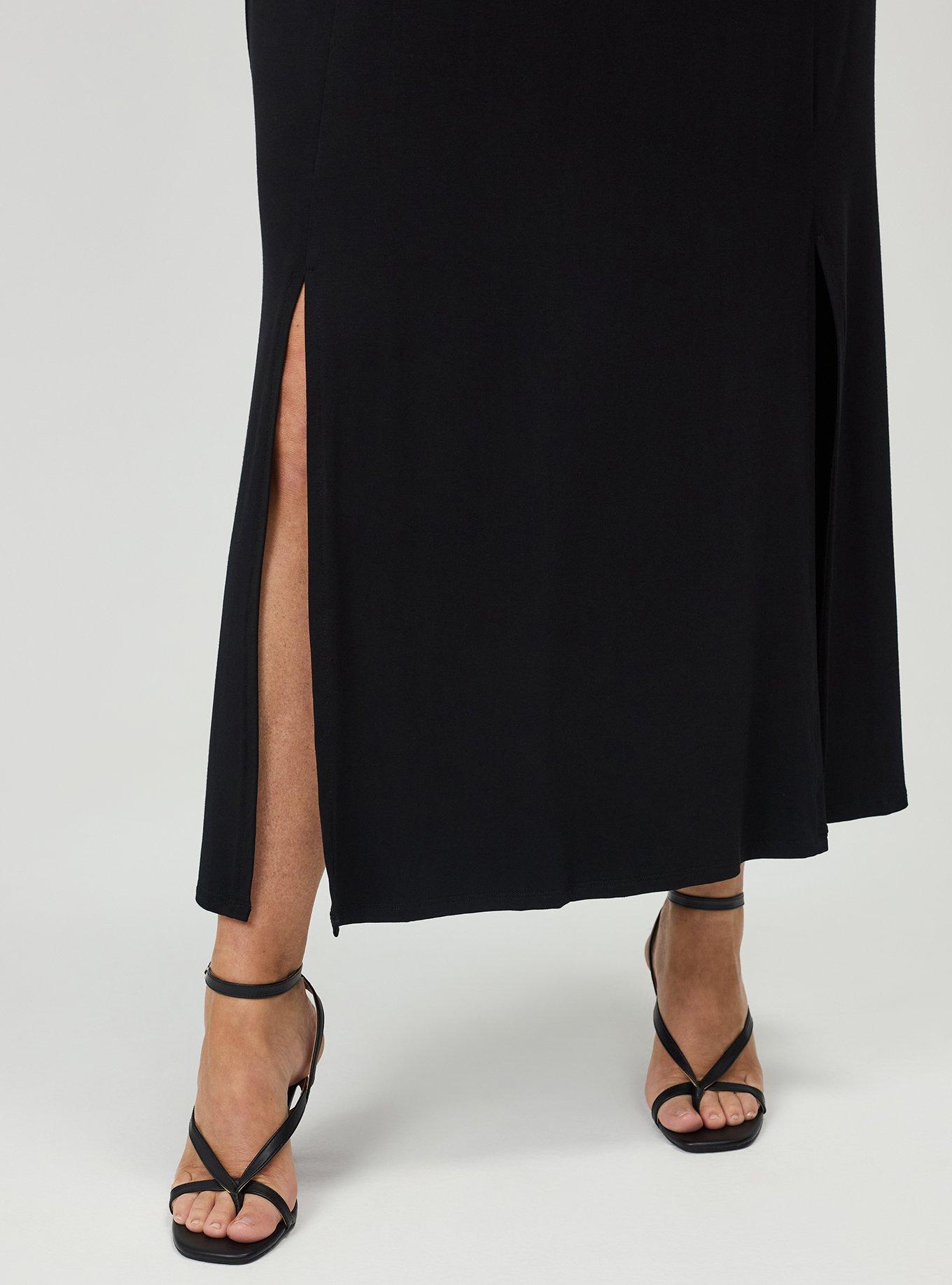 Super Soft Column Maxi Skirt, DEEP BLACK, alternate