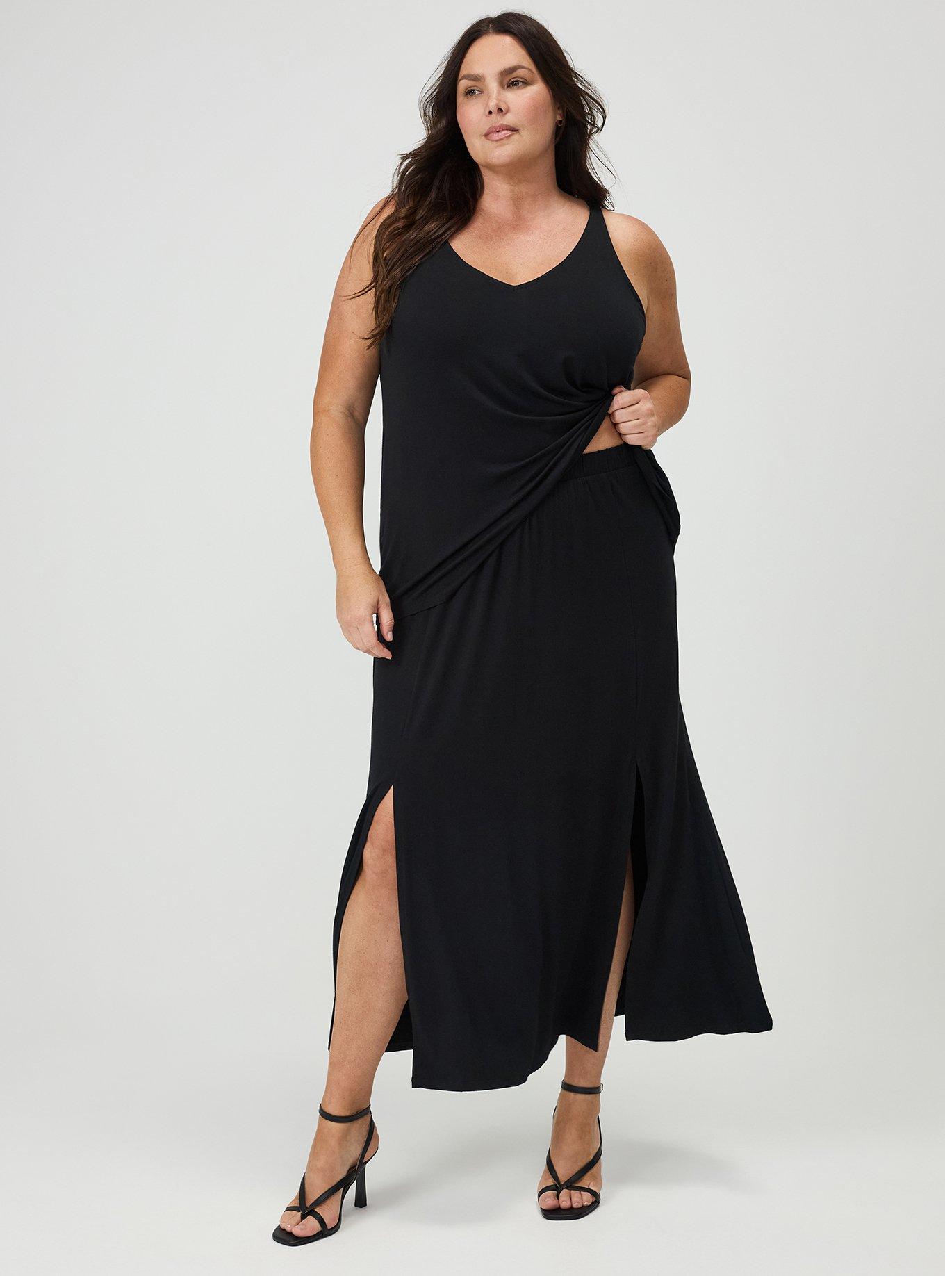 Super Soft Column Maxi Skirt, DEEP BLACK, alternate