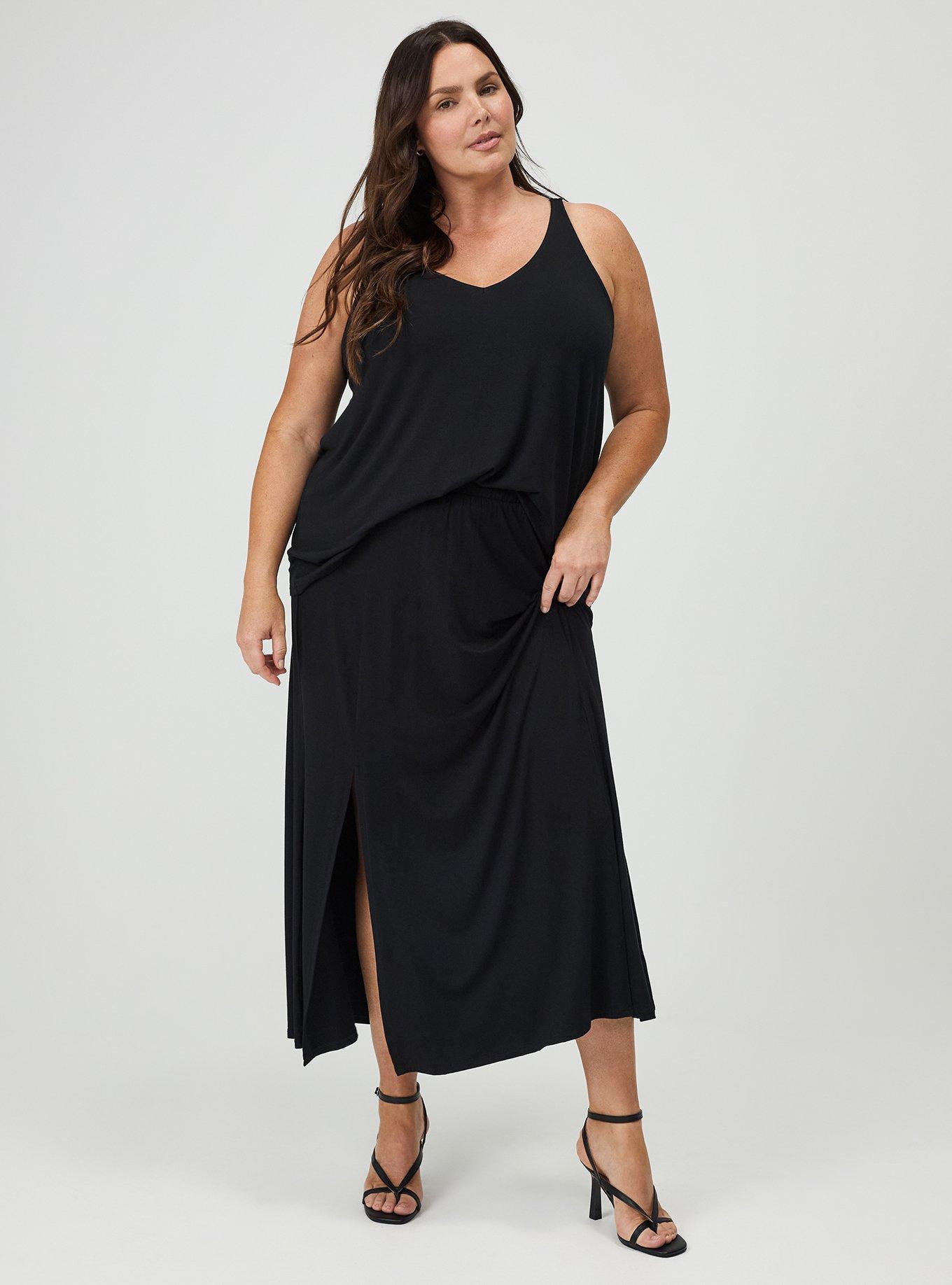 Super Soft Column Maxi Skirt, DEEP BLACK, hi-res