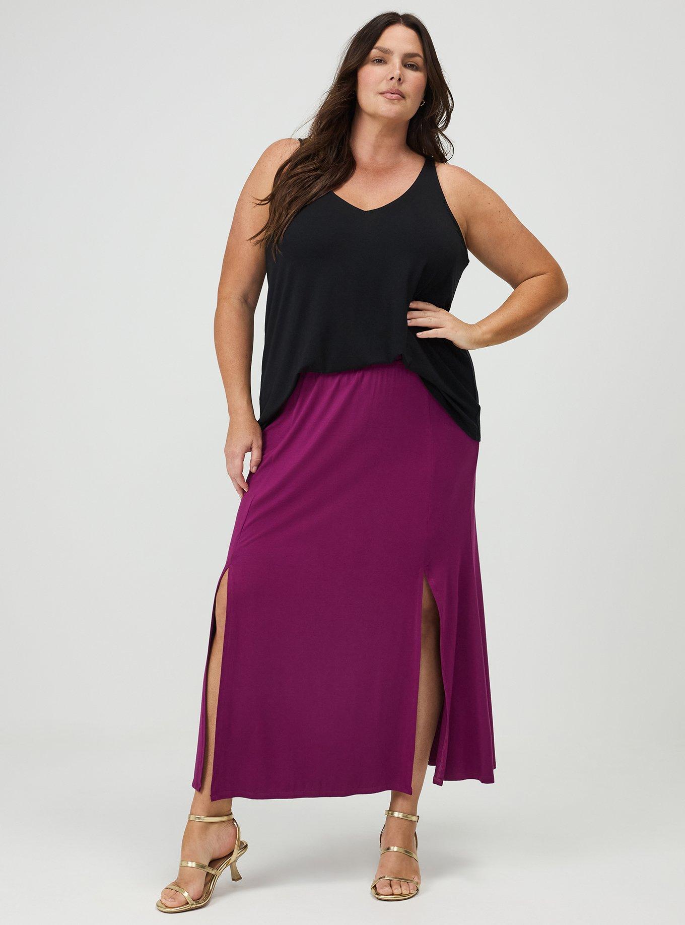 Super Soft Column Maxi Skirt, PLUM CASPIA, alternate