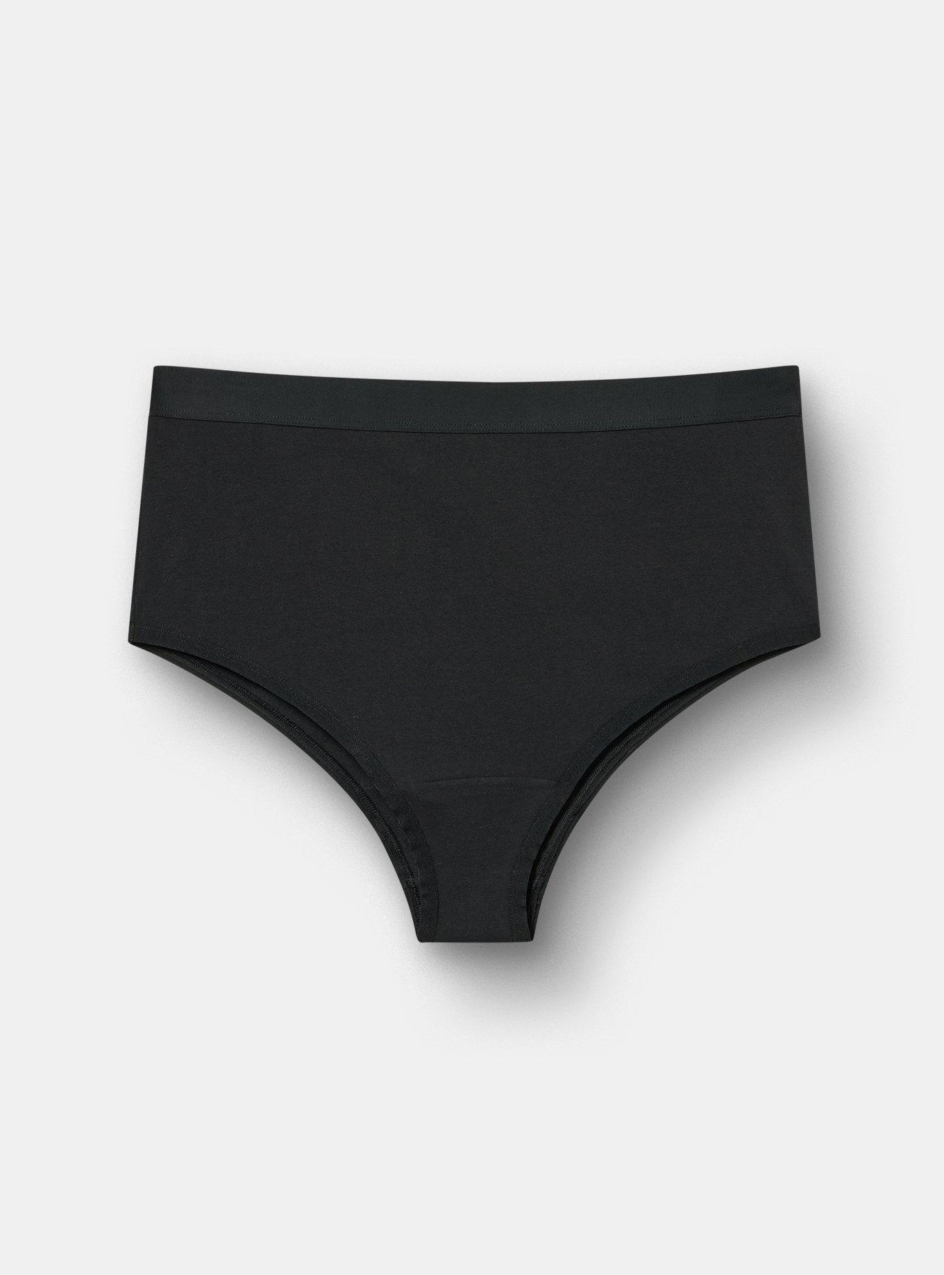 Plus Size Cotton High-Rise Cheeky Panty, RICH BLACK, hi-res