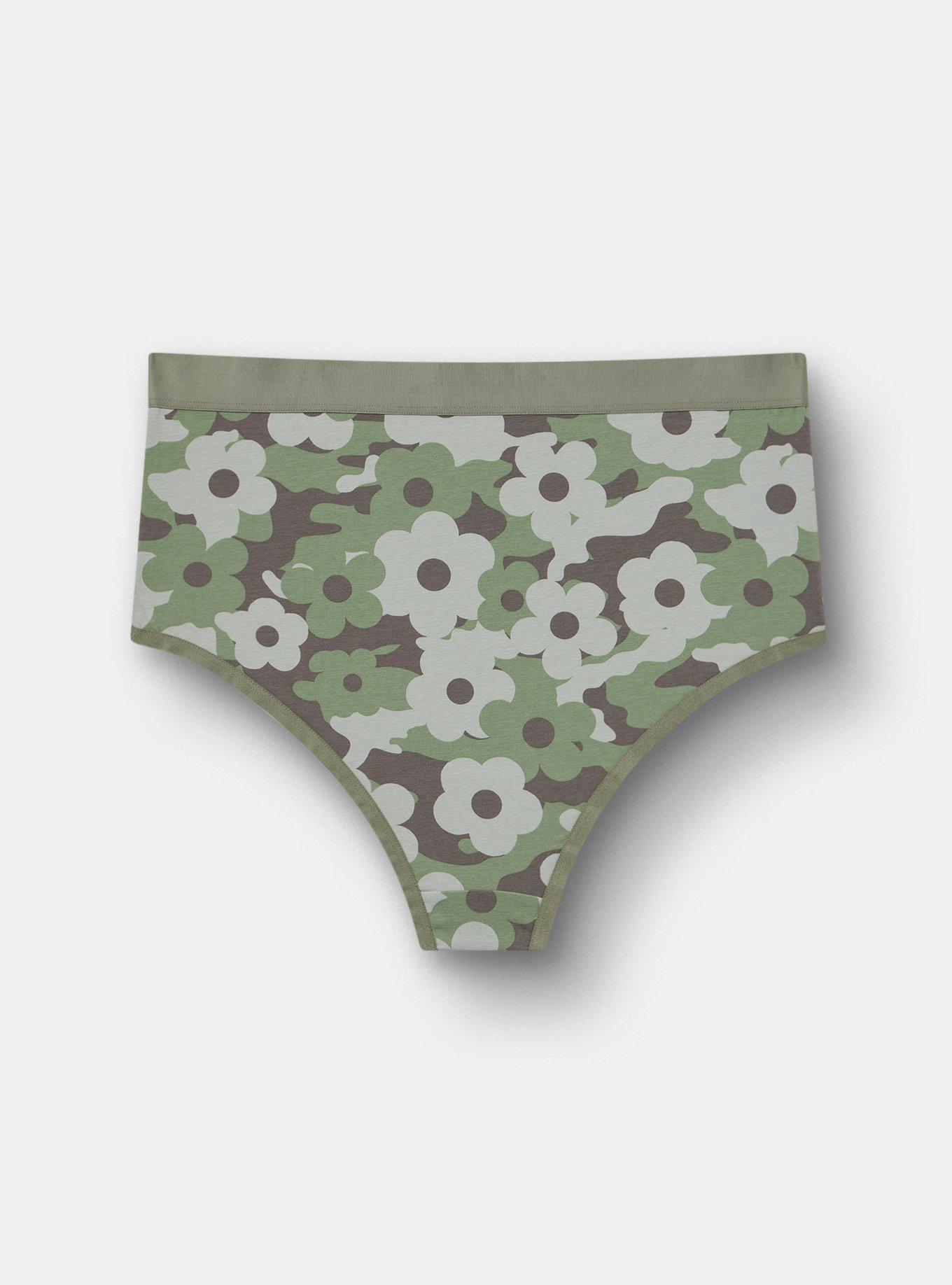 Plus Size Cotton High-Rise Cheeky Panty, DAISY CAMO OLIVE, alternate