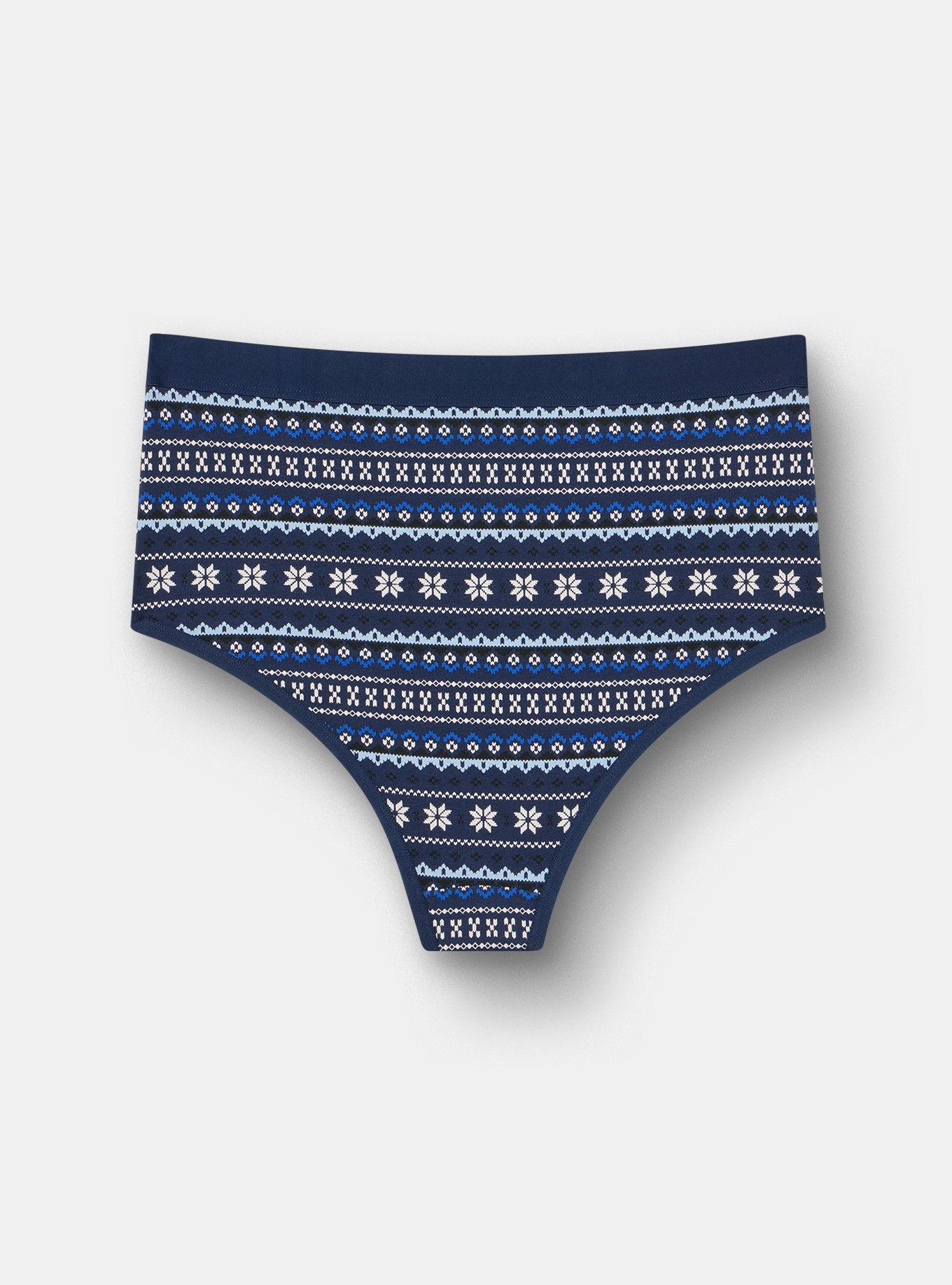 Plus Size Cotton High-Rise Cheeky Panty, ELSA FAIR ISLE BLUE, alternate