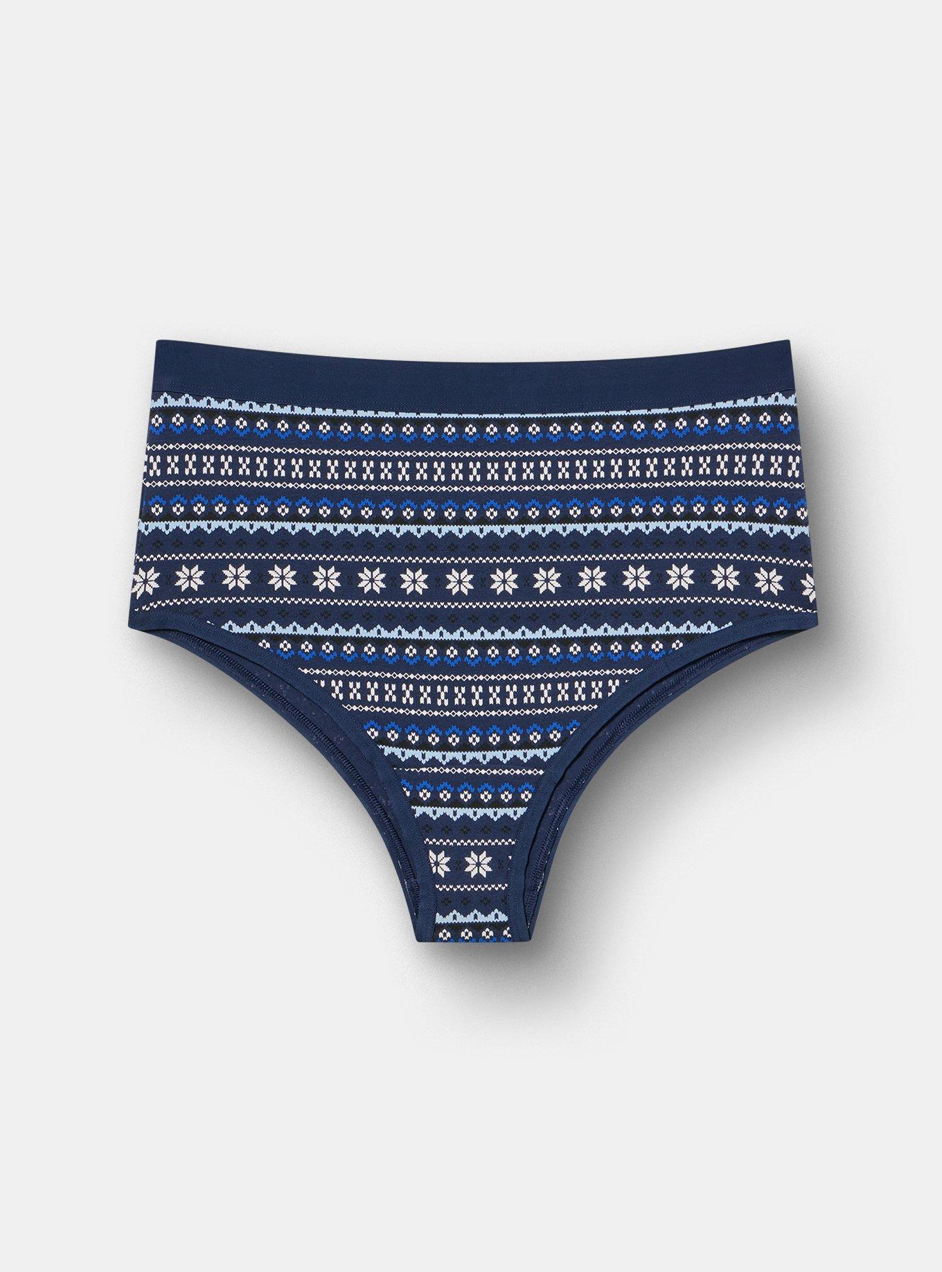Plus Size Cotton High-Rise Cheeky Panty, ELSA FAIR ISLE BLUE, hi-res