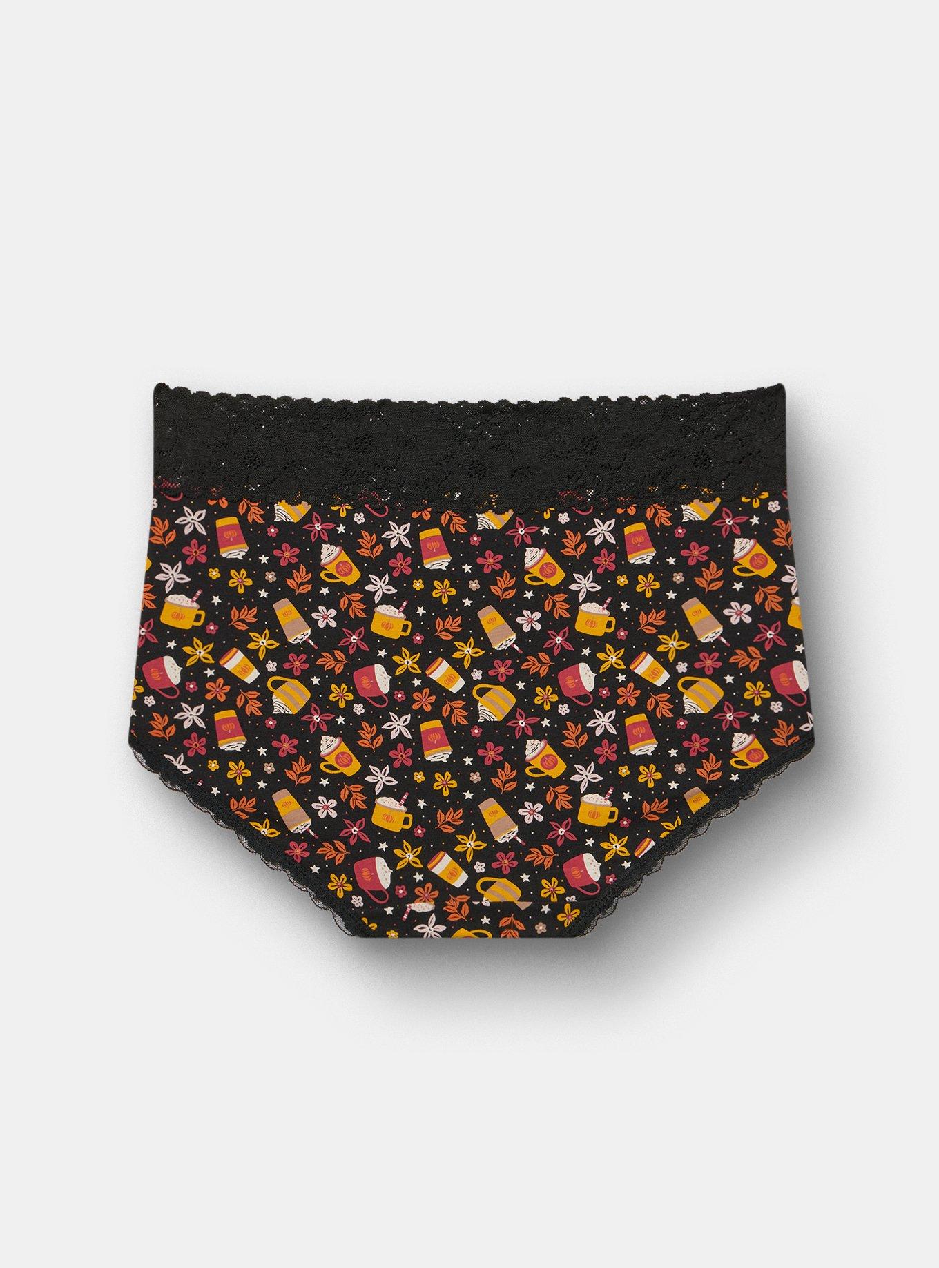 Cotton High-Rise Lace Trim Brief Panty, FALL DRINKS BLACK, alternate