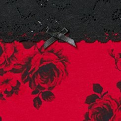 Plus Size Cotton High-Rise Lace Trim Brief Panty, ROSETTA FLORAL RED, swatch