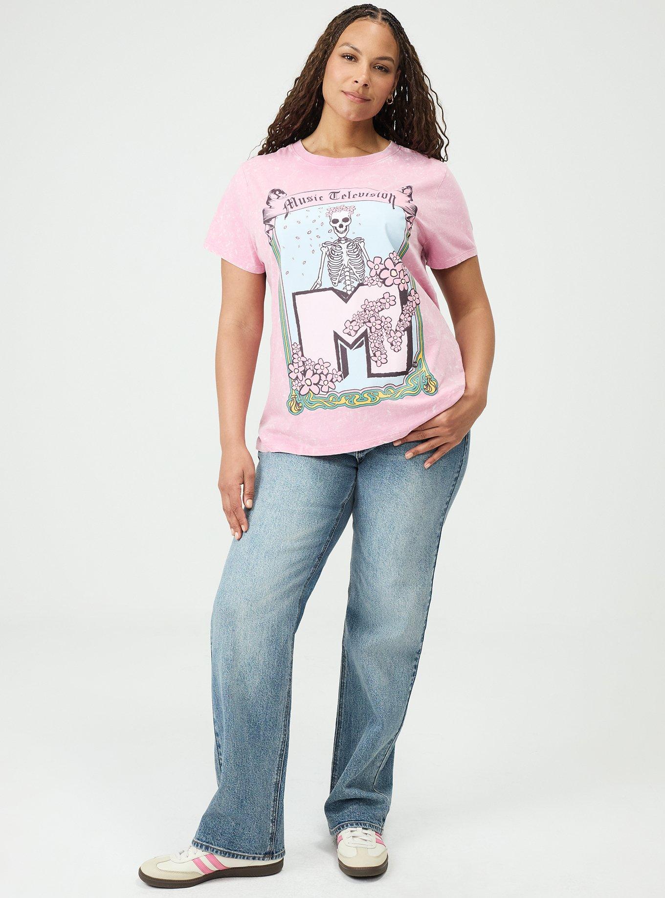 Plus Size MTV Classic Cotton Crew Tee, PINK WASH, alternate
