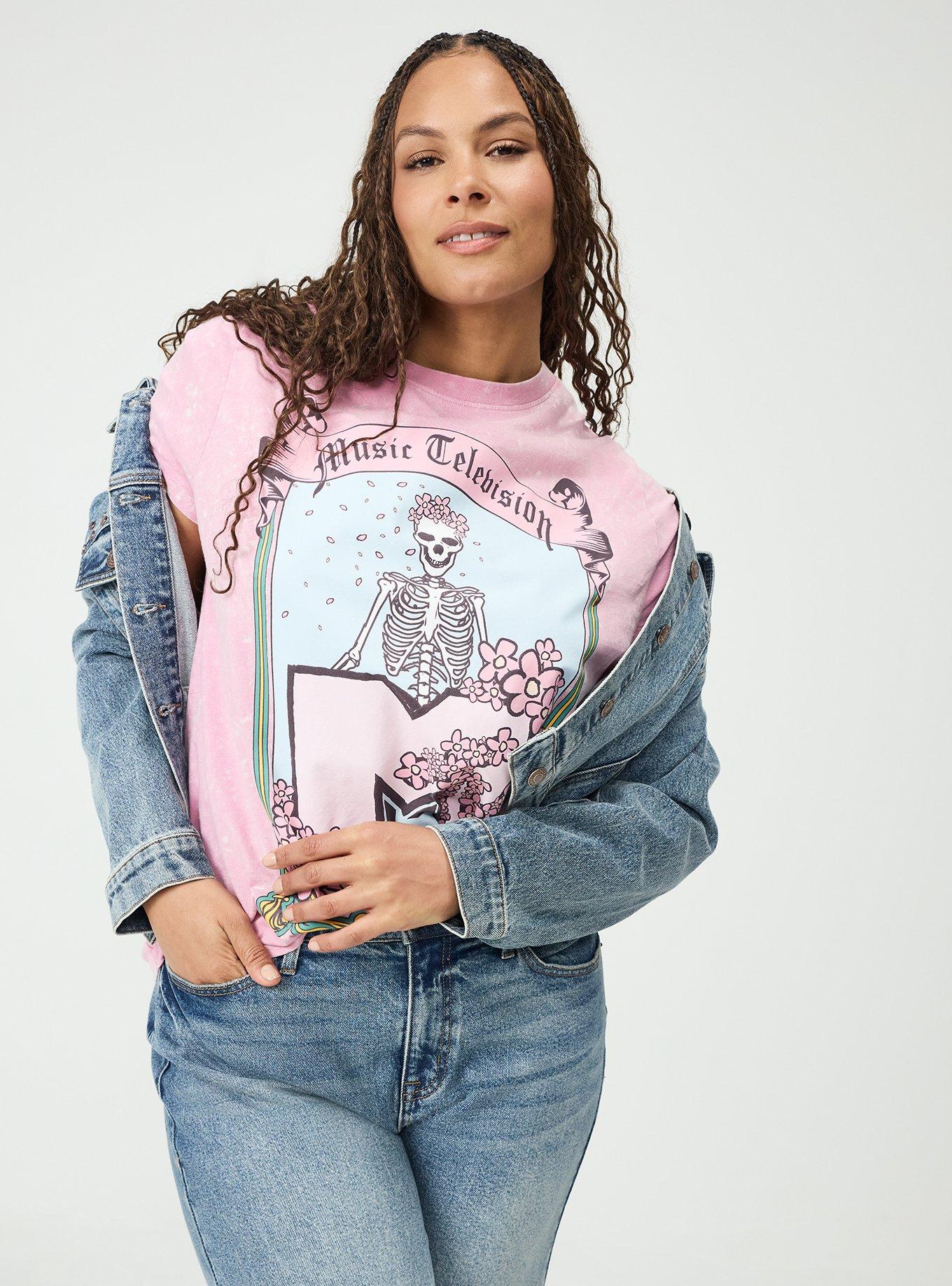 Plus Size MTV Classic Cotton Crew Tee, PINK WASH, alternate