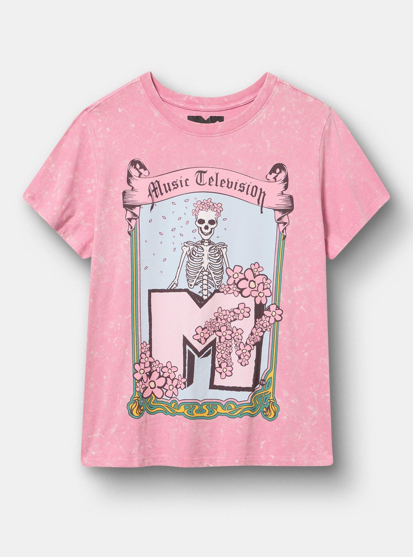 Plus Size MTV Classic Cotton Crew Tee, PINK WASH, flat