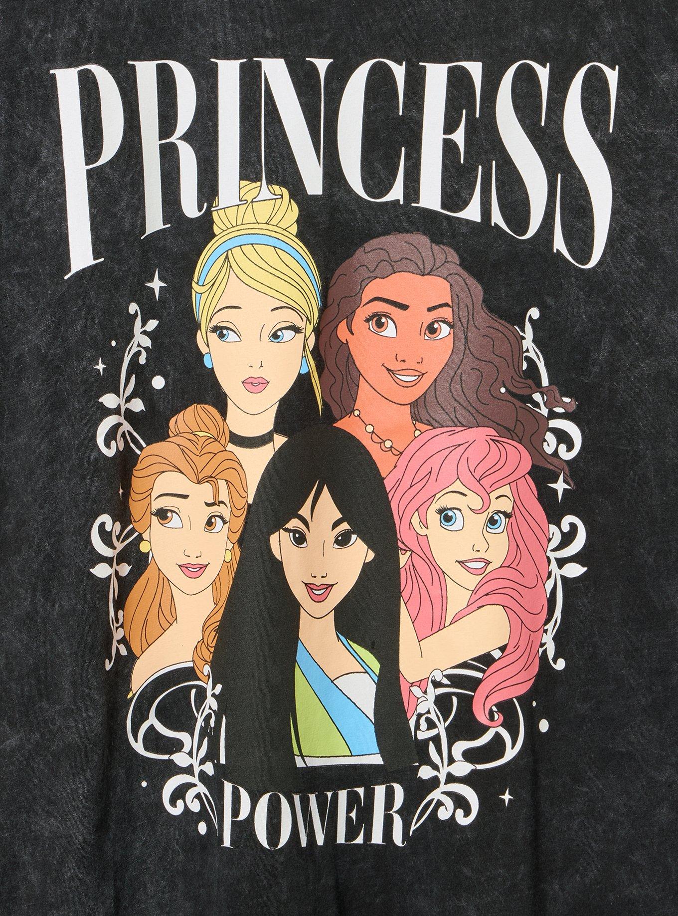 Plus Size Disney Princesses Classic Cotton Crew Tee, BLACK MINERAL WASH, alternate