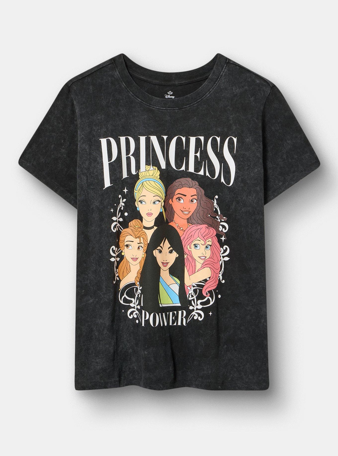 Plus Size Disney Princesses Classic Cotton Crew Tee, BLACK MINERAL WASH, hi-res