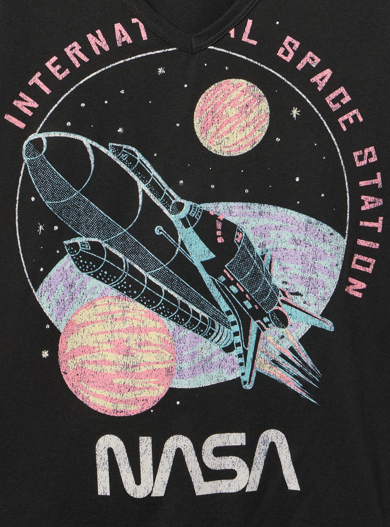 Plus Size NASA Classic Cotton V-Neck Tee, DEEP BLACK, alternate