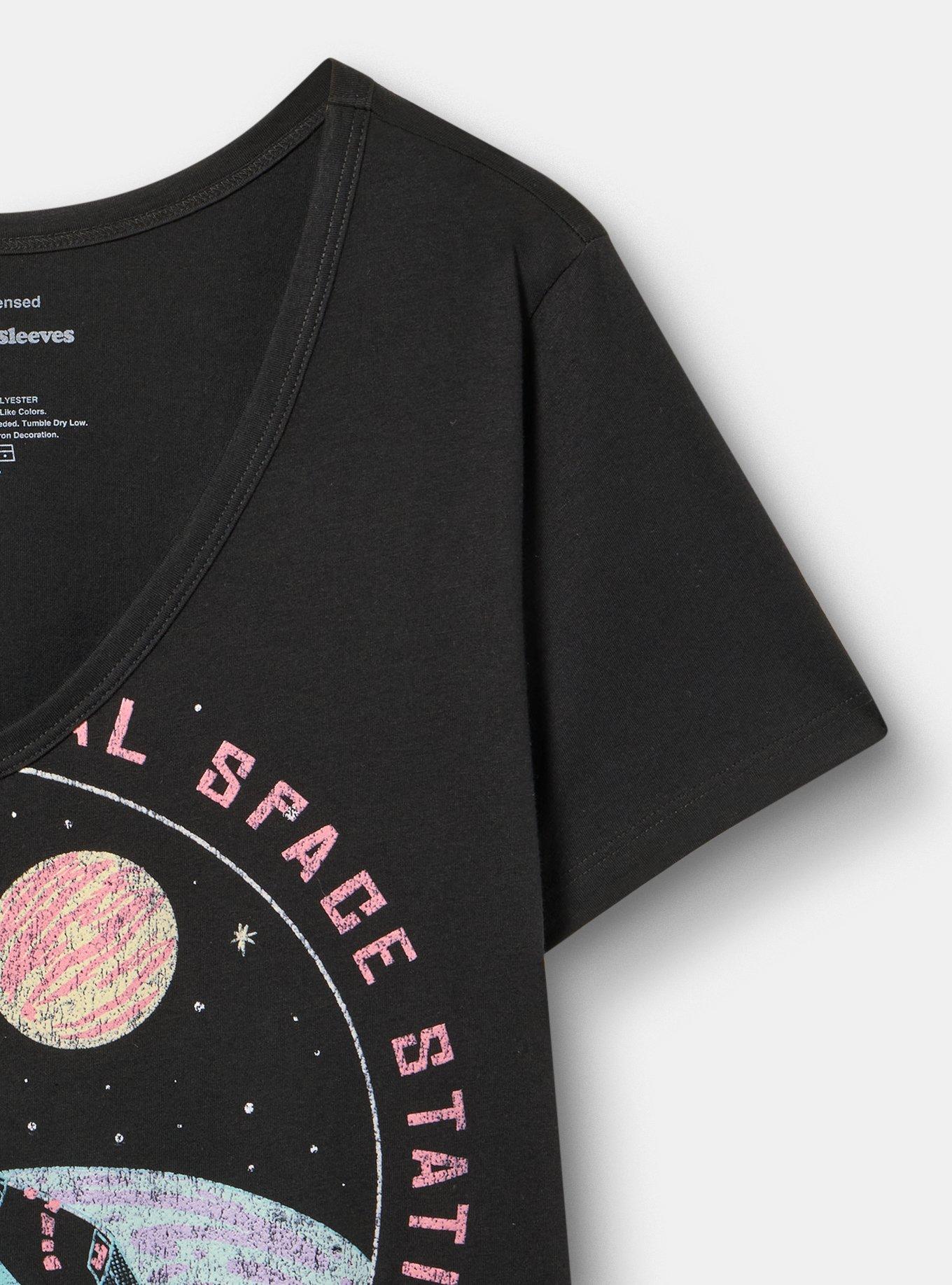 Plus Size NASA Classic Cotton V-Neck Tee, DEEP BLACK, alternate