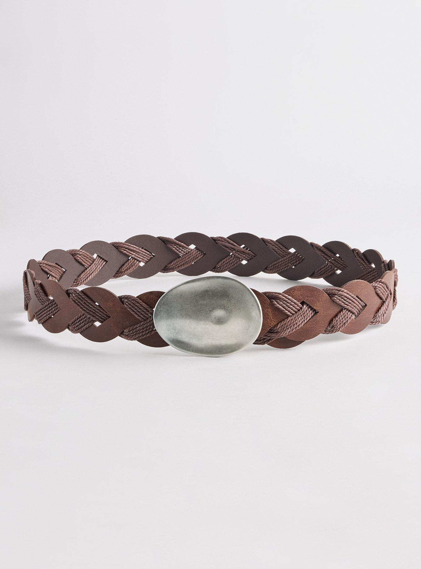 Braided Buckle Sling Belt, BROWN, alternate