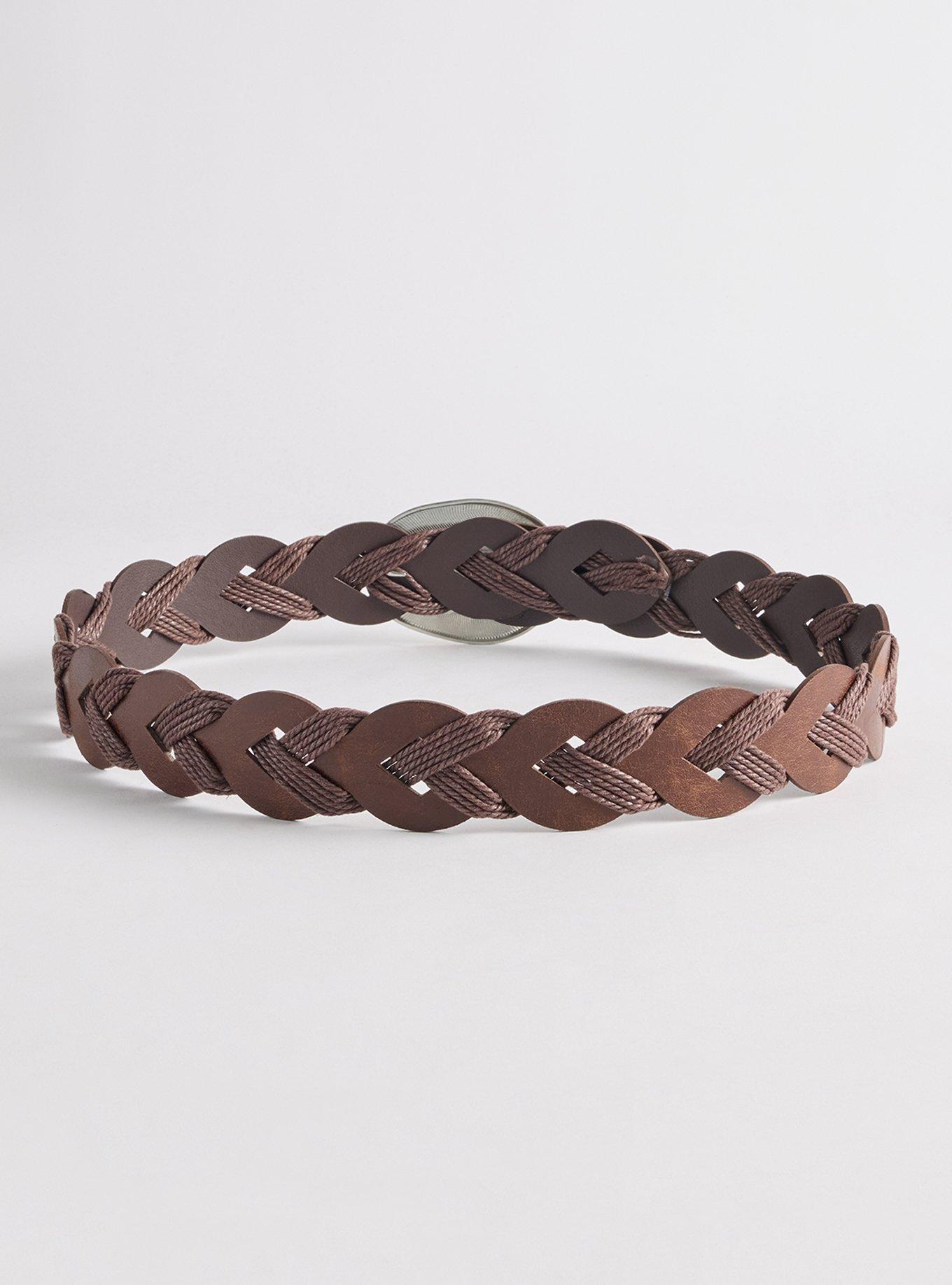 Braided Buckle Sling Belt, BROWN, alternate