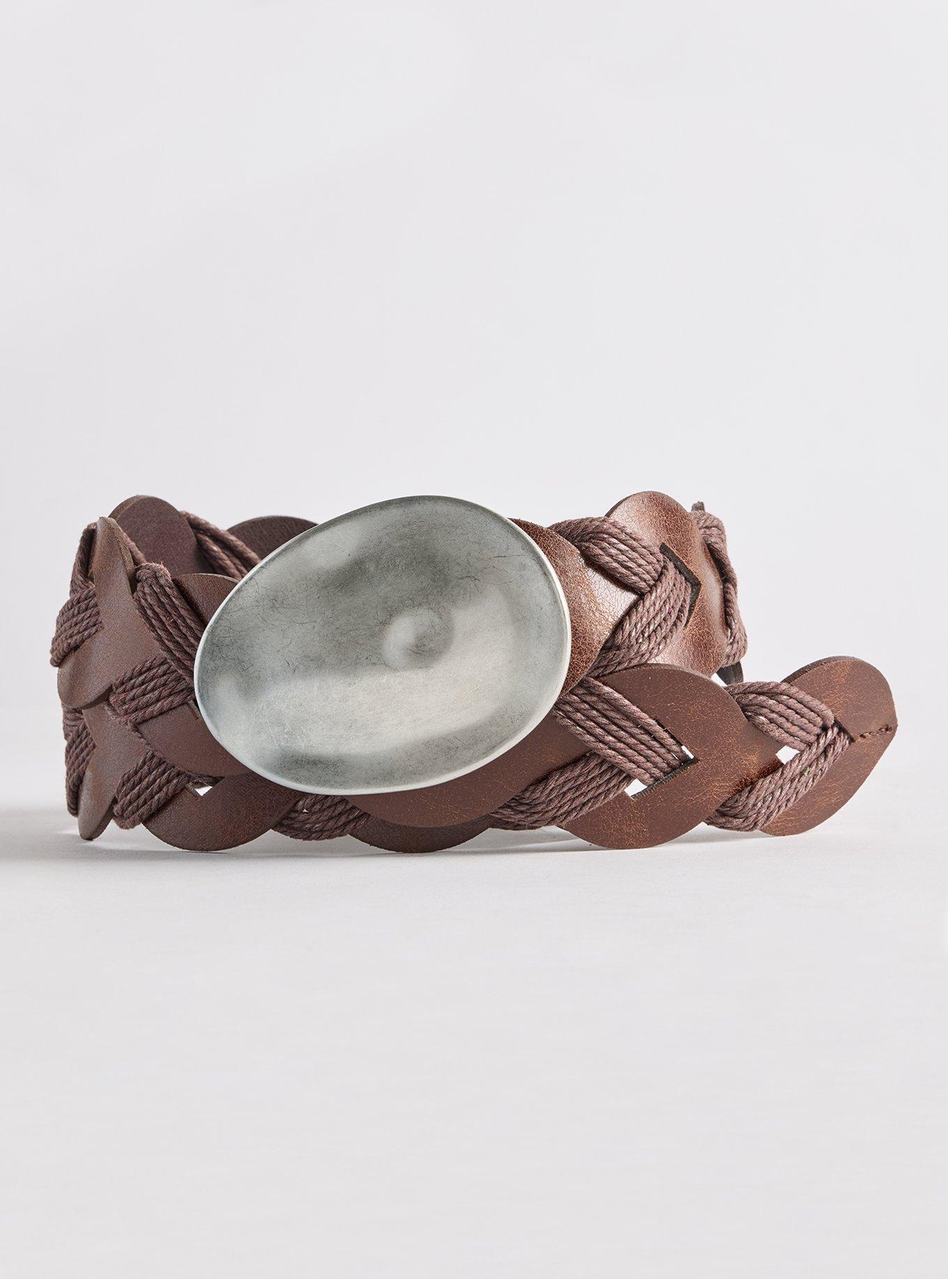 Braided Buckle Sling Belt, BROWN, hi-res
