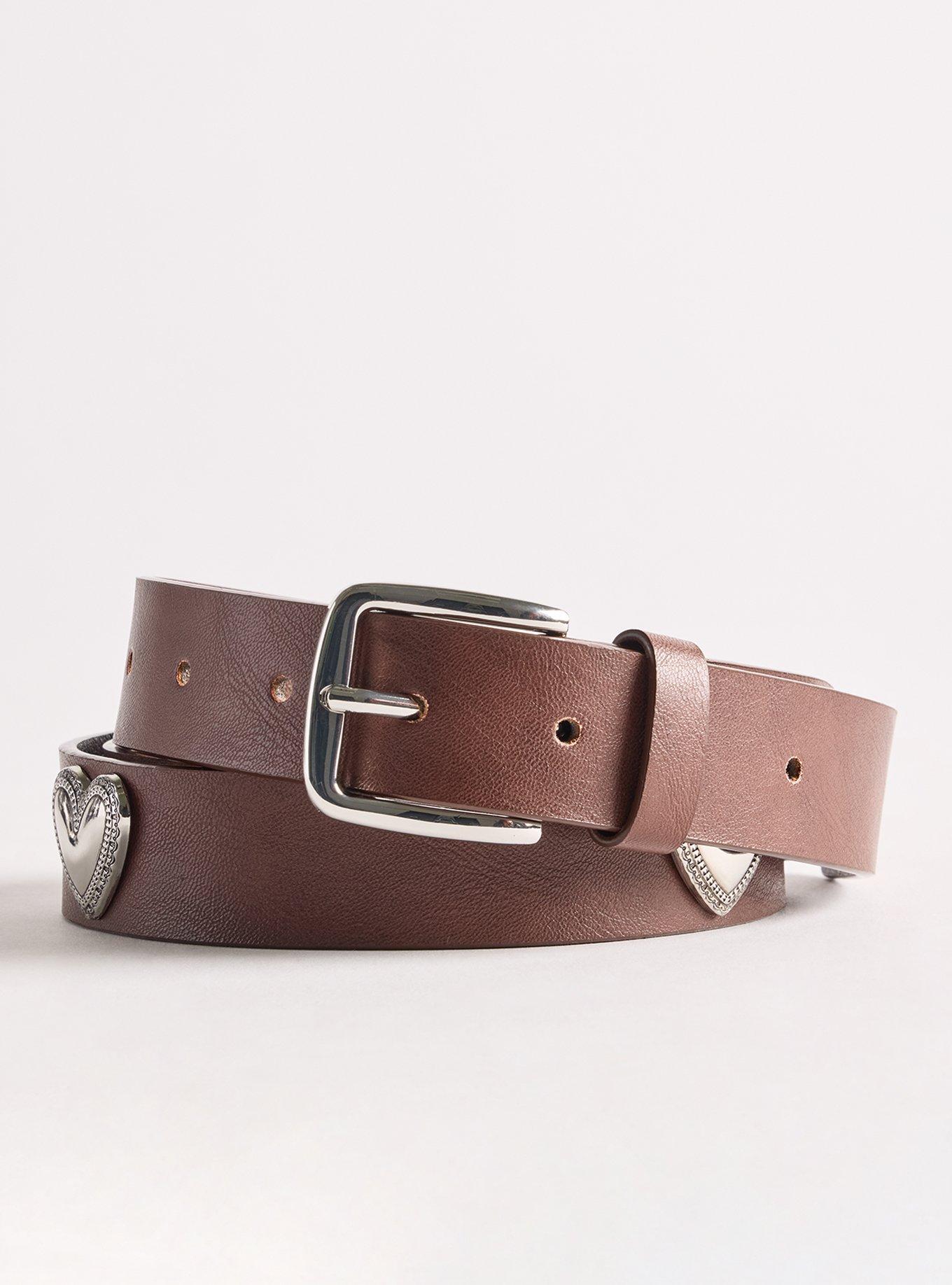 Antique Heart Stud Jean Belt, BROWN, hi-res