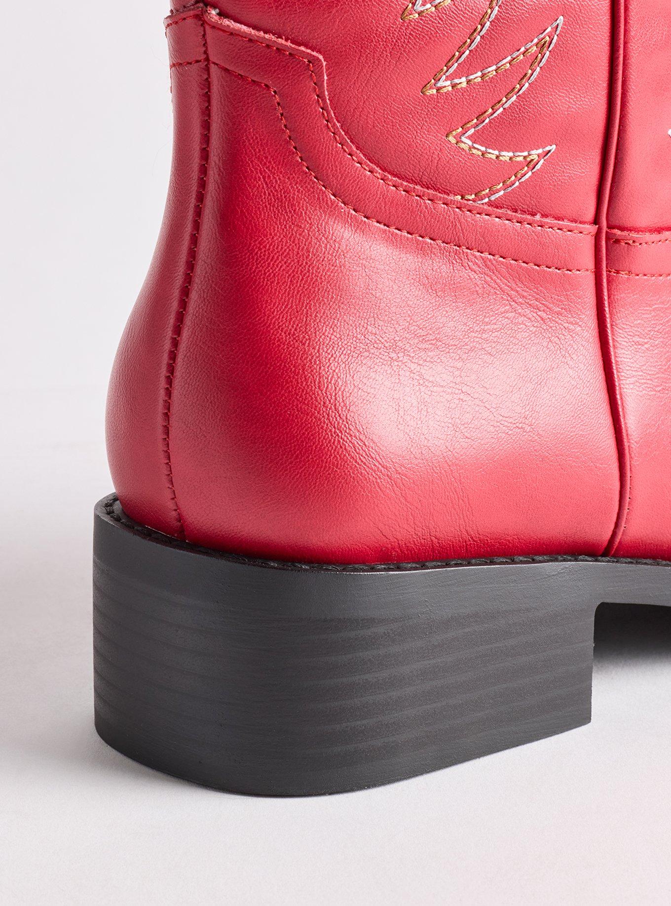 Block Heel Knee Western Boot (WW), RED, alternate