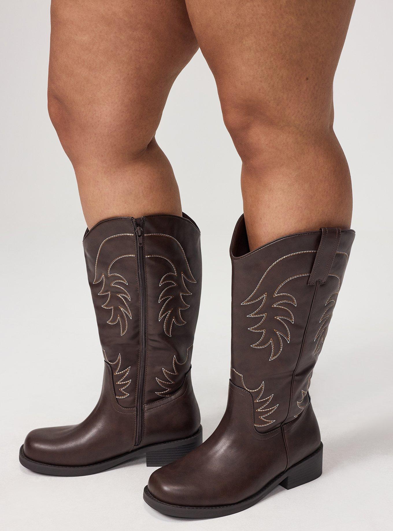 Block Heel Knee Western Boot (WW), BROWN, alternate