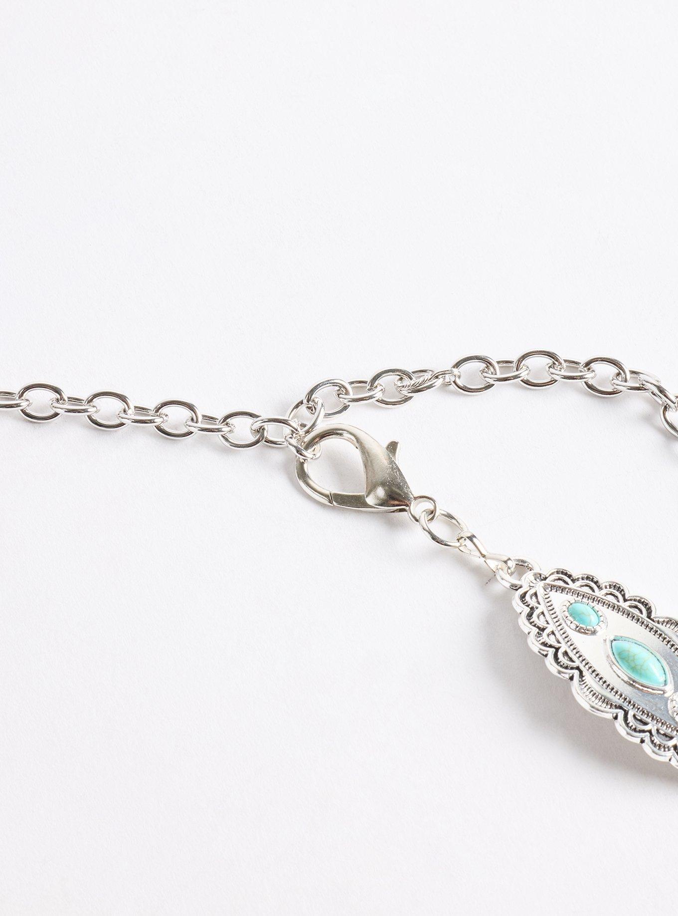 Antique Turquoise Chain Belt, SILVER, alternate
