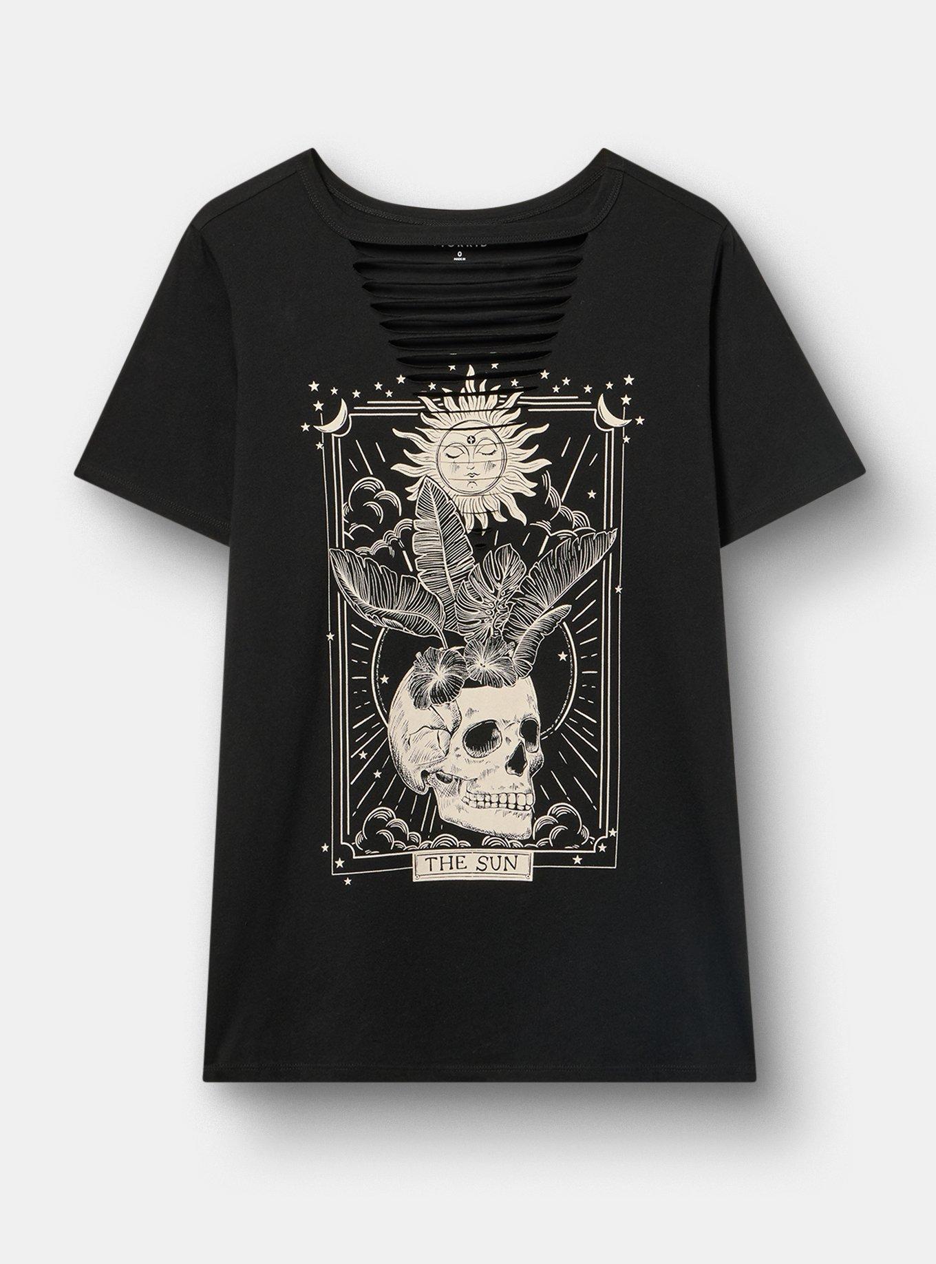 Heritage Jersey Slash Front Tee, SKULL TAROT DEEP BLACK, flat