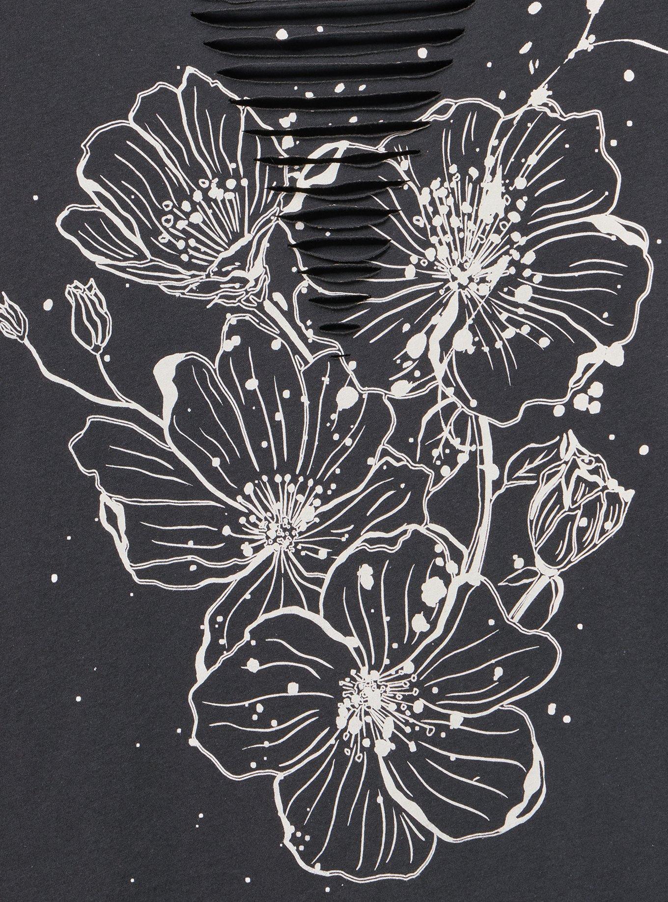 Heritage Jersey Slash Front Tee, FLORAL SPLATTER OBSIDIAN, alternate