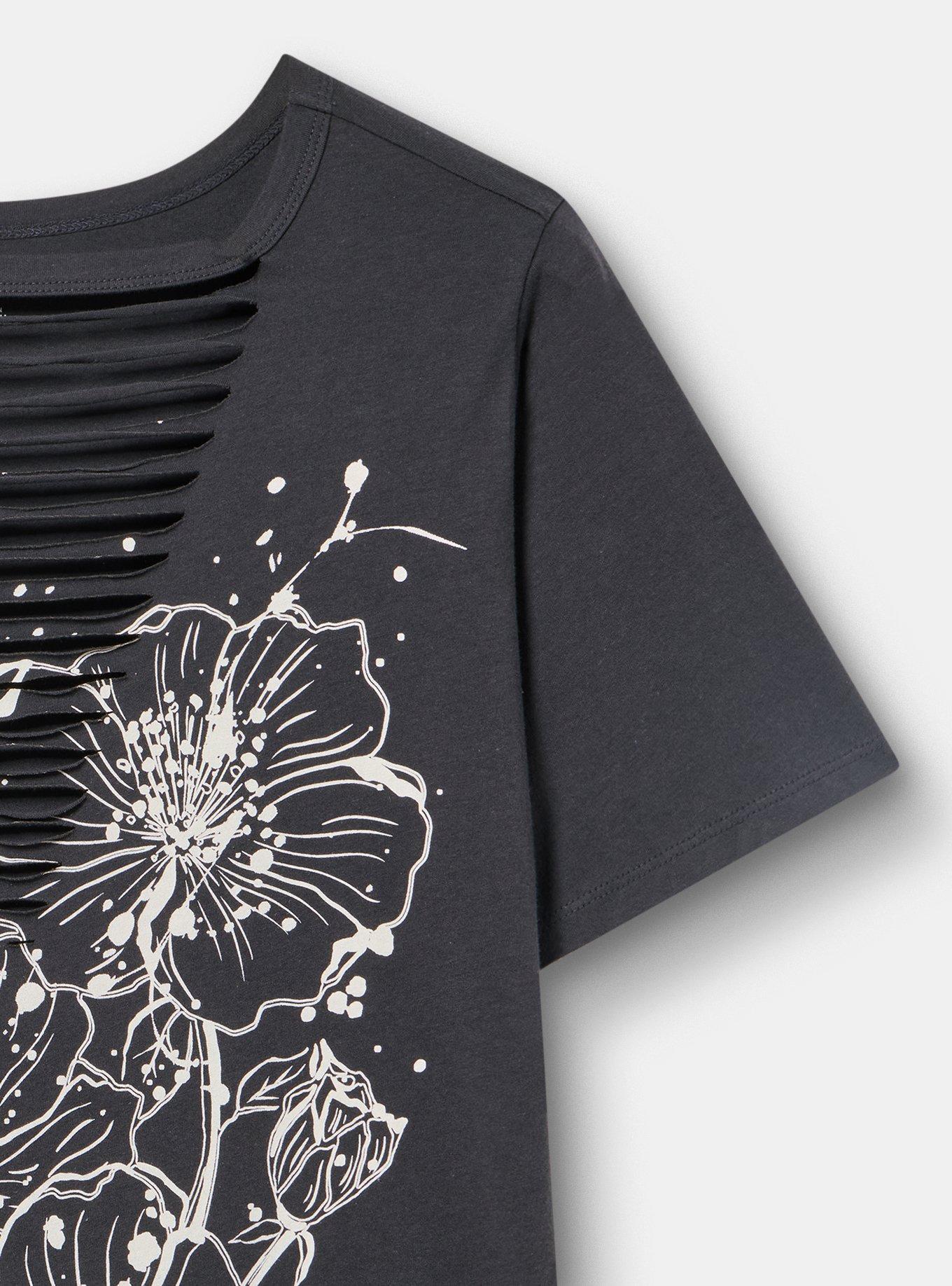 Heritage Jersey Slash Front Tee, FLORAL SPLATTER OBSIDIAN, alternate