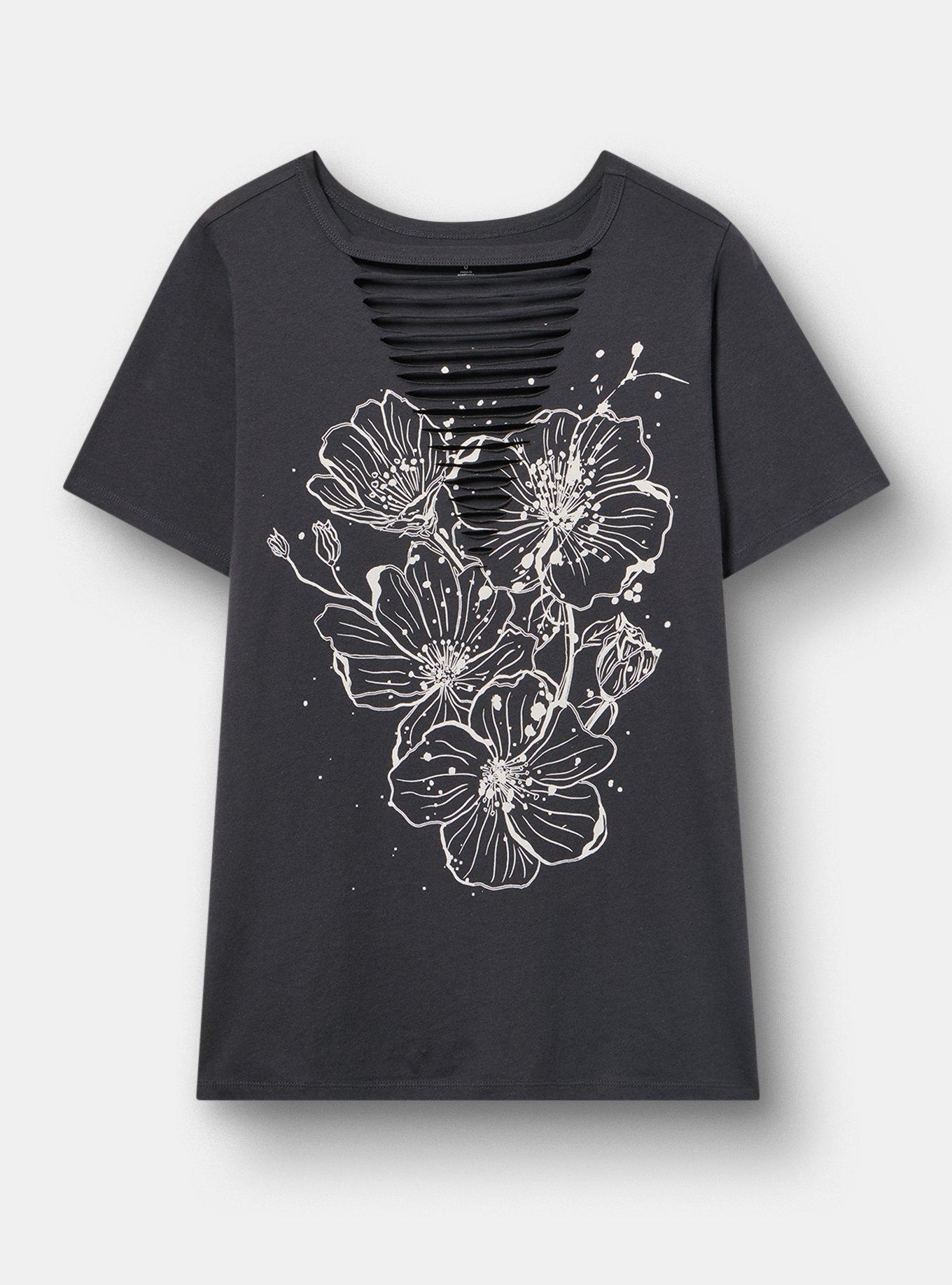 Heritage Jersey Slash Front Tee, FLORAL SPLATTER OBSIDIAN, hi-res