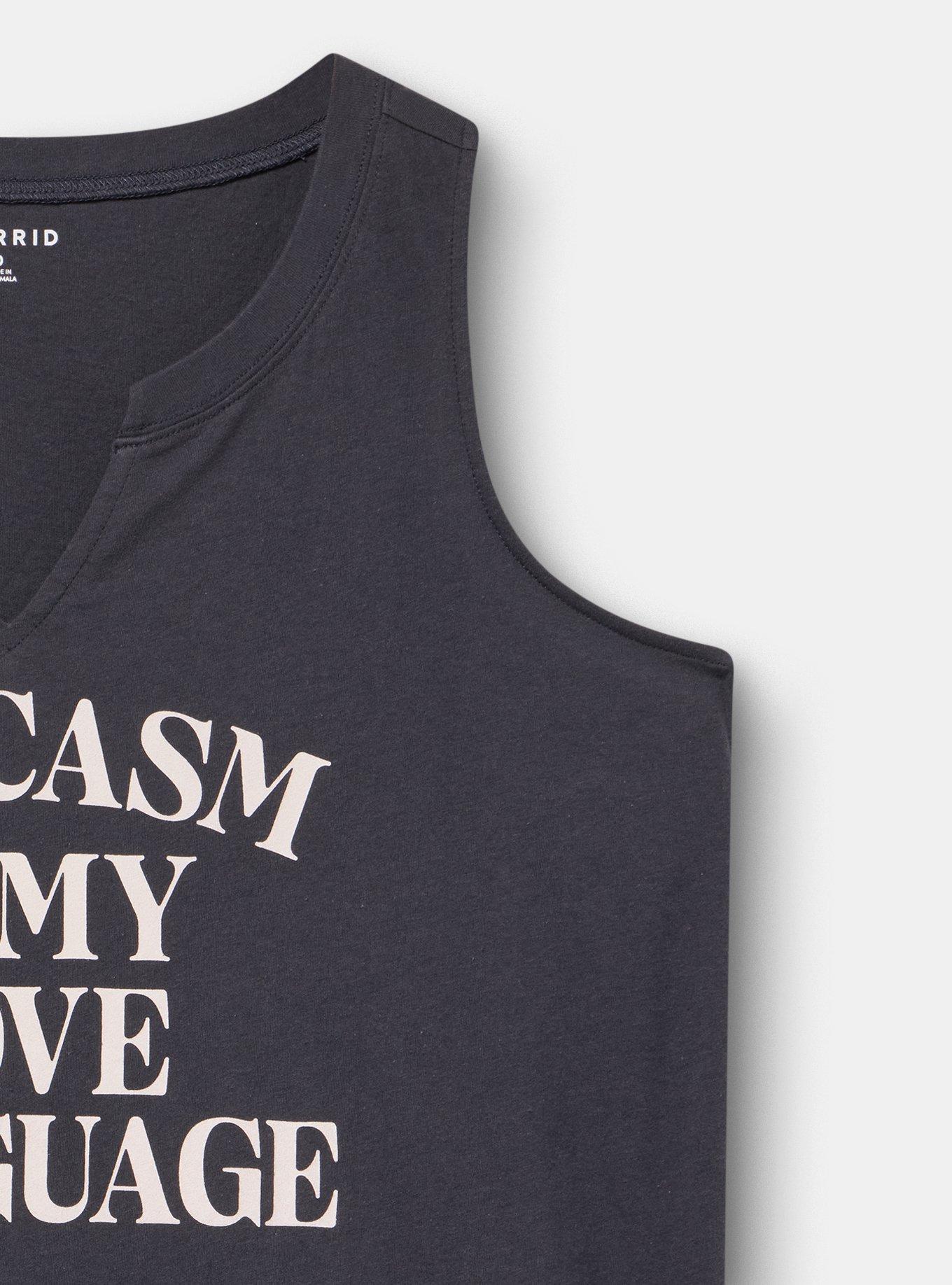 Classic Cotton Notch Neck Tank, SARCASM LOVE OBSIDIAN, alternate