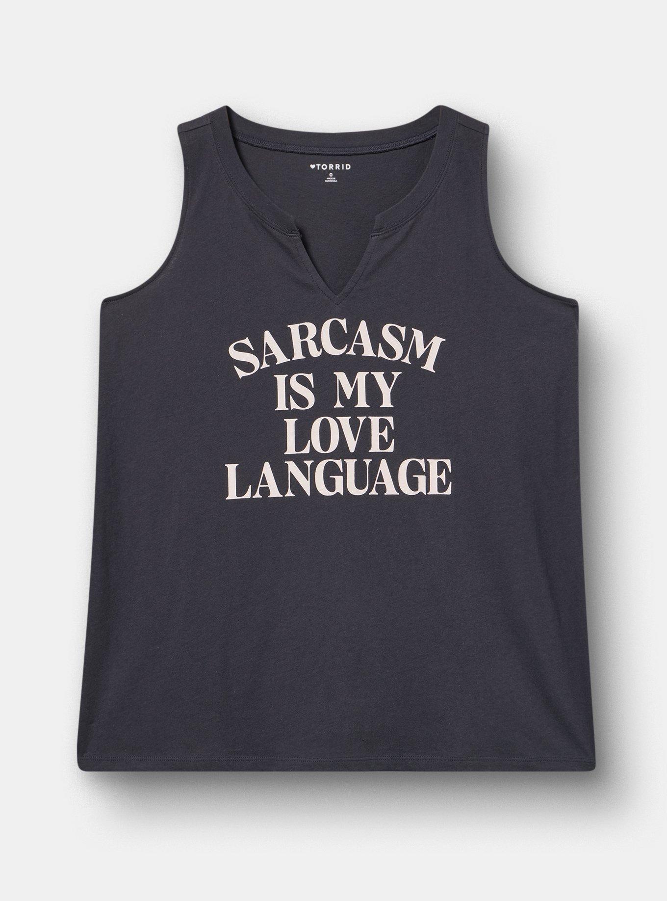Classic Cotton Notch Neck Tank, SARCASM LOVE OBSIDIAN, hi-res