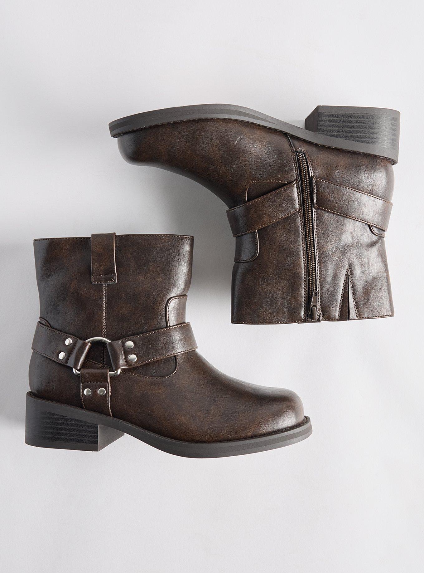 Plus Size Moto Bootie (WW), BROWN, hi-res