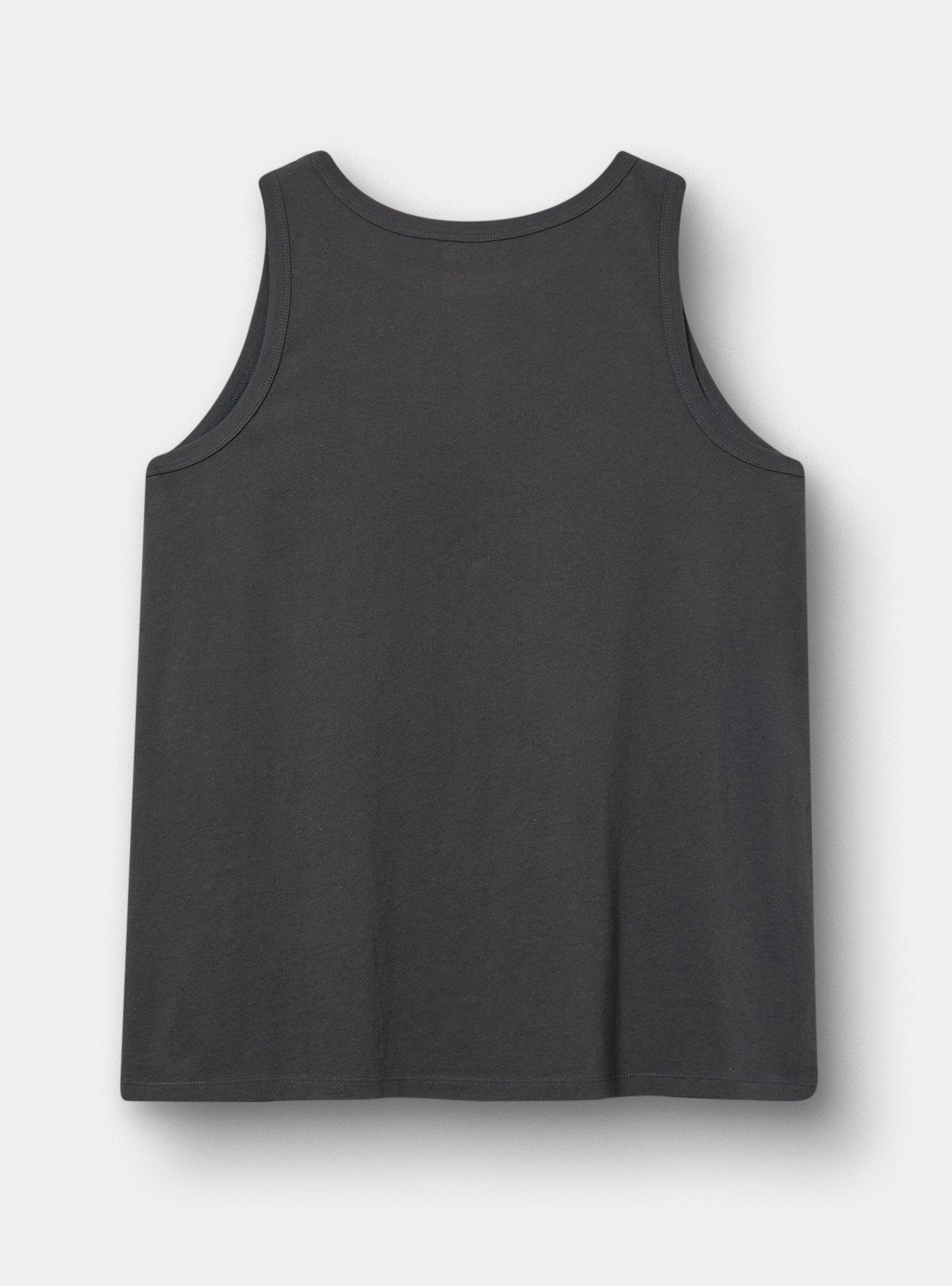 Plus Size Classic Cotton Crew Tank, DAZED OUT SWALLOWS VINTAGE BLACK, alternate
