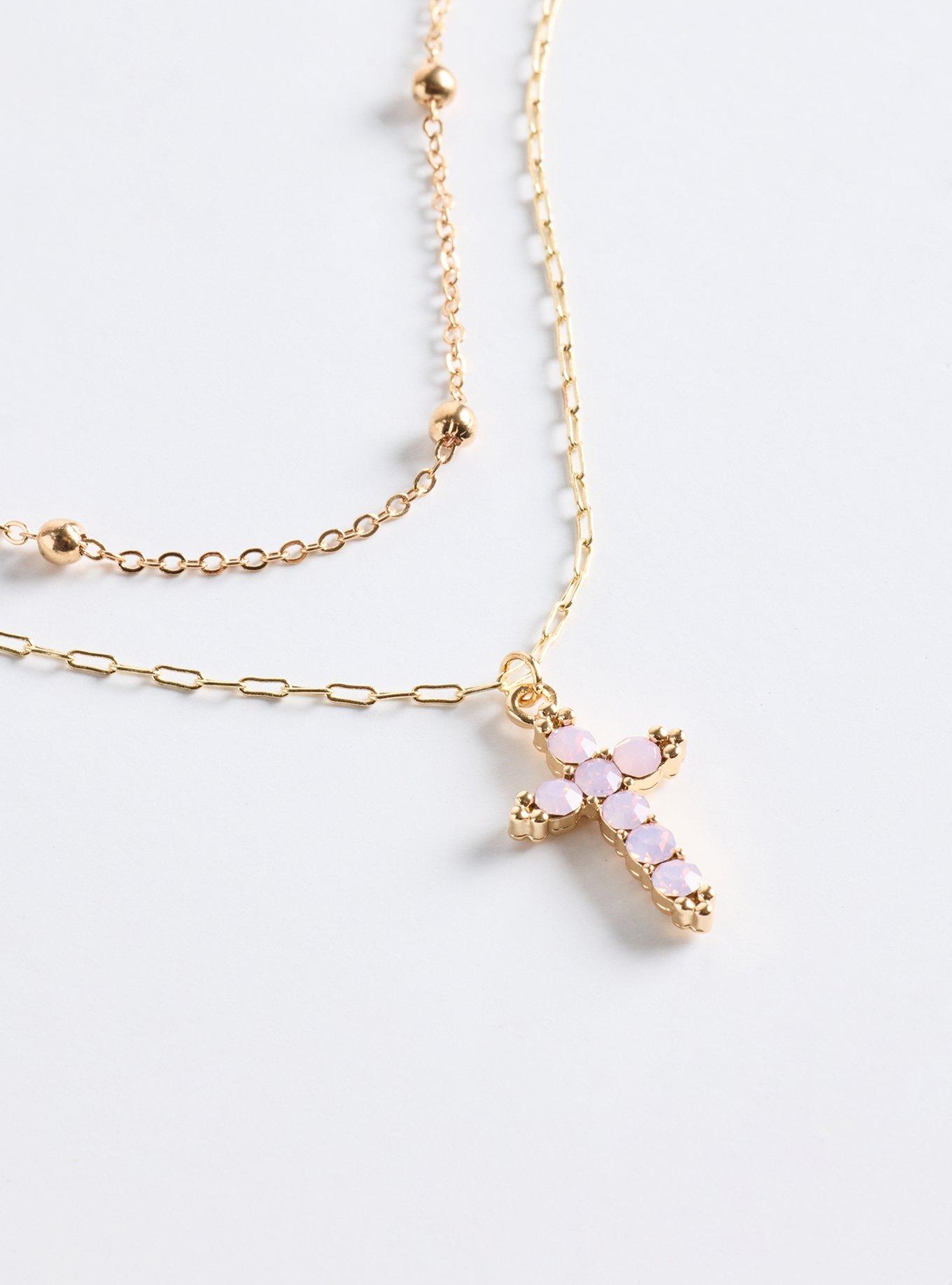 Cross Layered Necklace, , alternate
