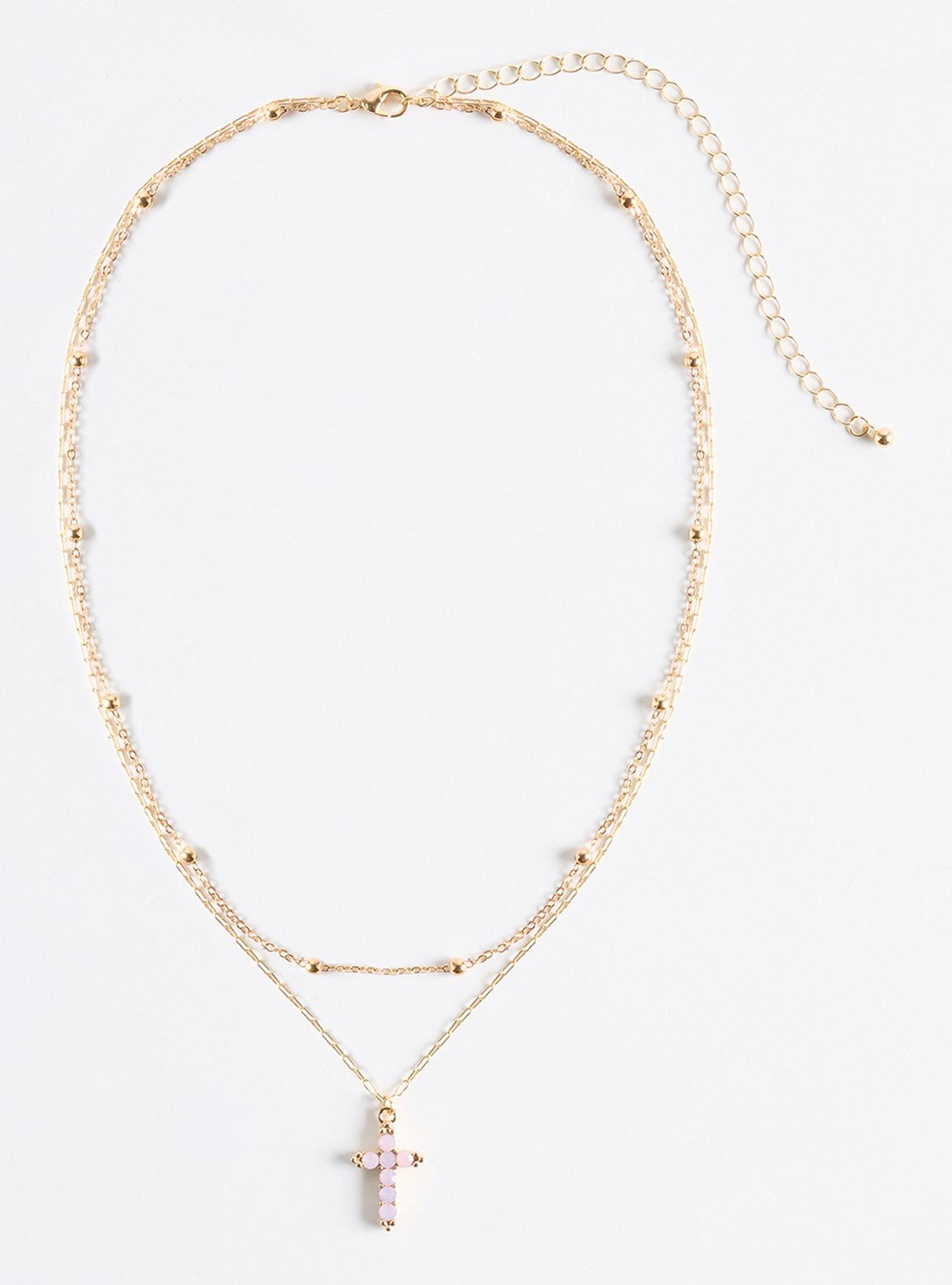 Cross Layered Necklace, , hi-res