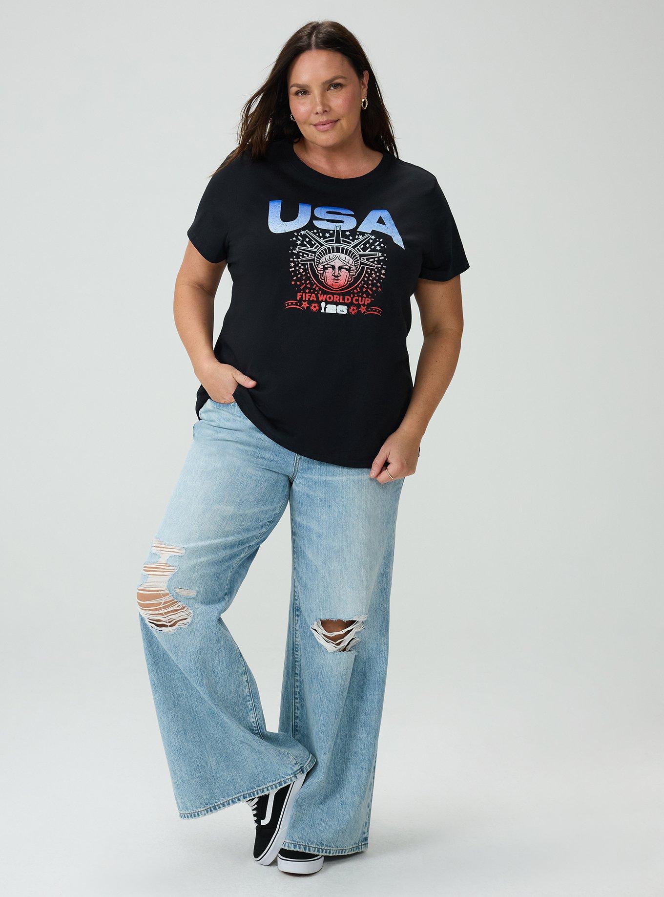 Plus Size FIFA Team USA Classic Fit Cotton Crew Tee, DEEP BLACK, alternate