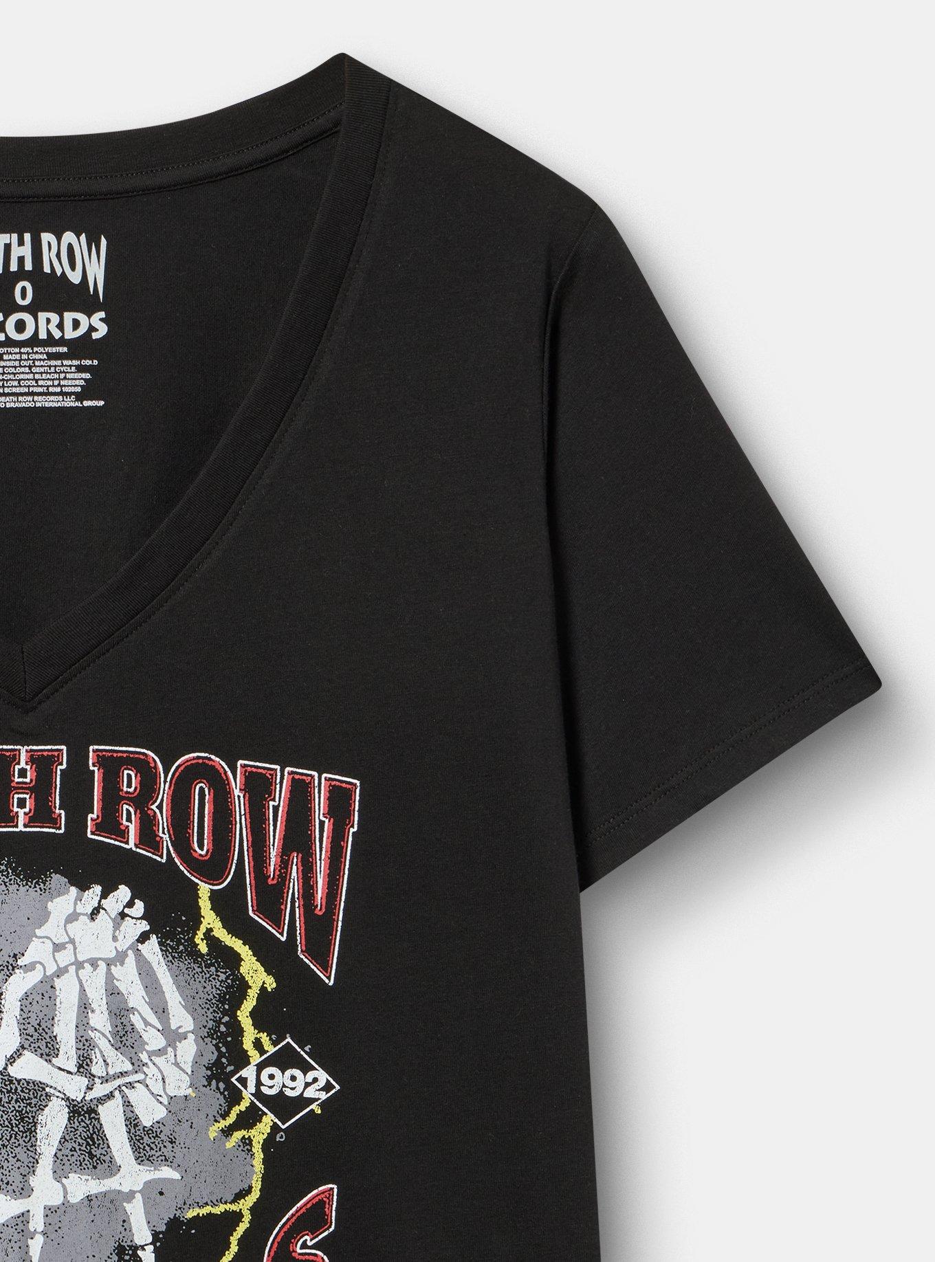 Death Row Records Classic Cotton V-Neck Tee, DEEP BLACK, alternate