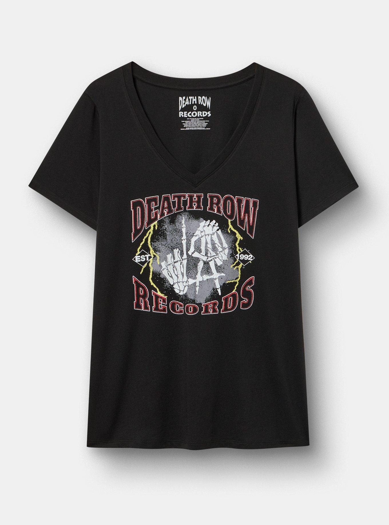 Death Row Records Classic Cotton V-Neck Tee, DEEP BLACK, hi-res