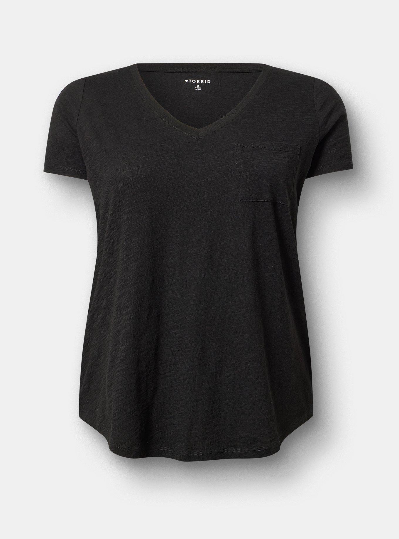 Heritage Slub V-Neck Pocket Tee, DEEP BLACK, flat