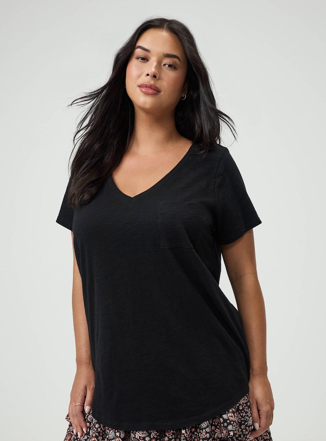 Heritage Slub V-Neck Pocket Tee, DEEP BLACK, hi-res