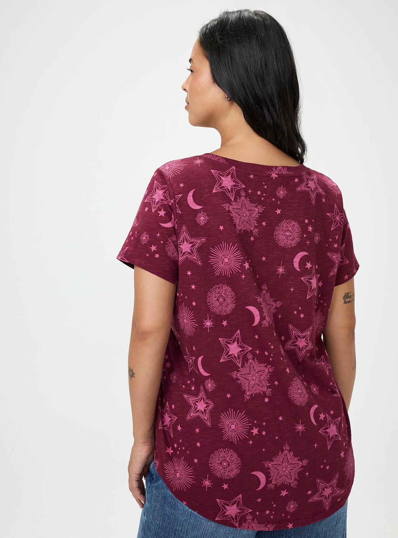 Plus Size Heritage Slub V-Neck Pocket Tee, BURST STARS BURGUNDY, alternate