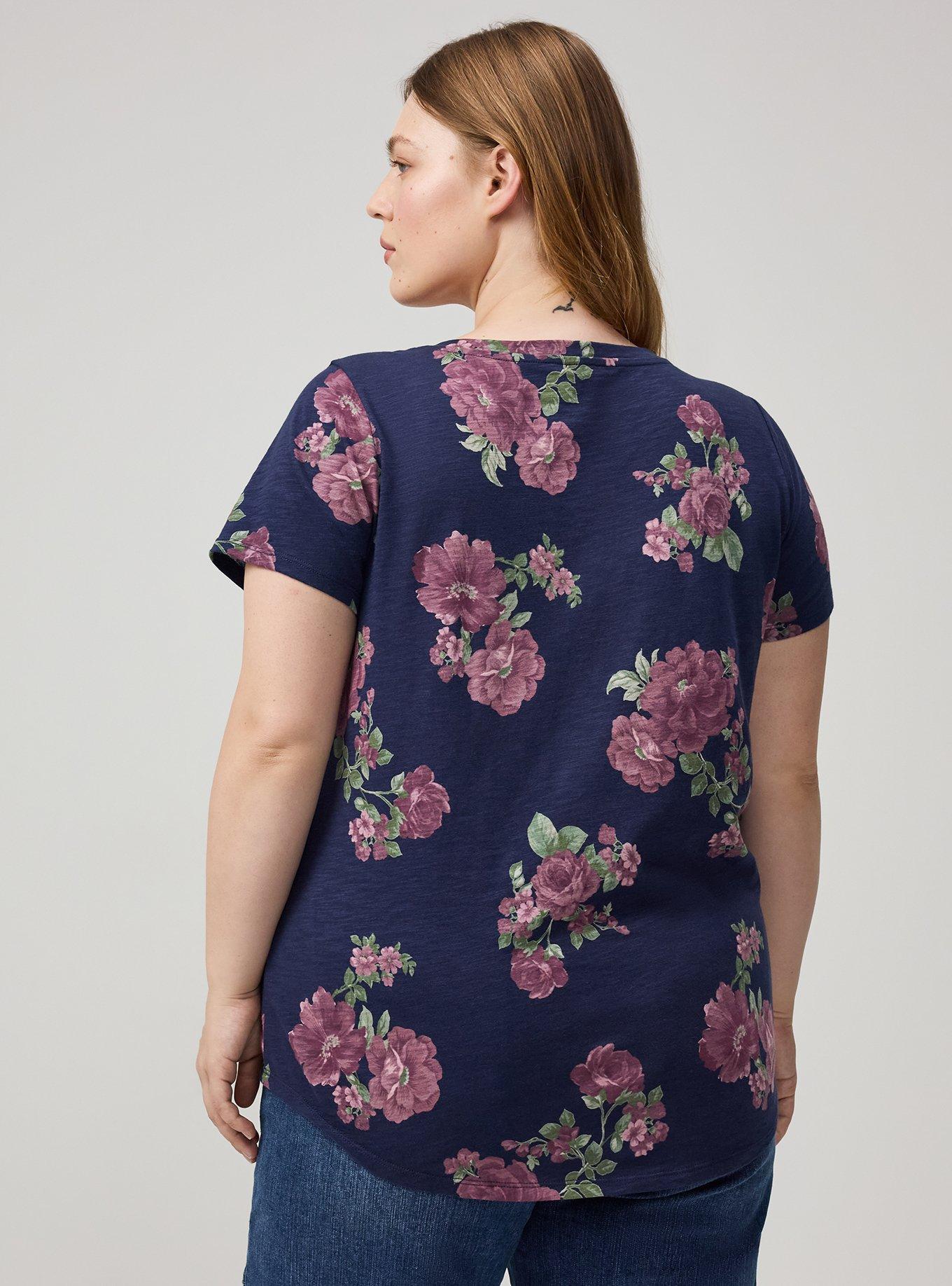 Heritage Slub V-Neck Pocket Tee, SHAYLA FLORAL PEACOAT, alternate