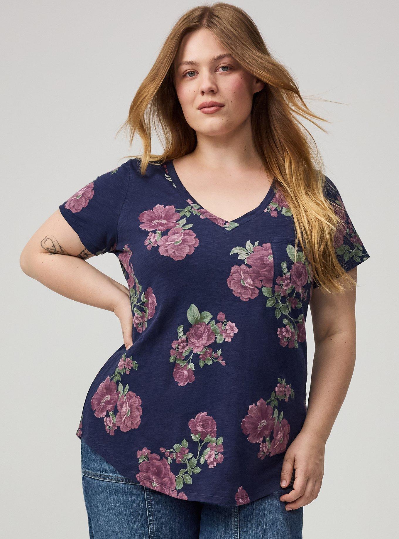 Heritage Slub V-Neck Pocket Tee, SHAYLA FLORAL PEACOAT, alternate