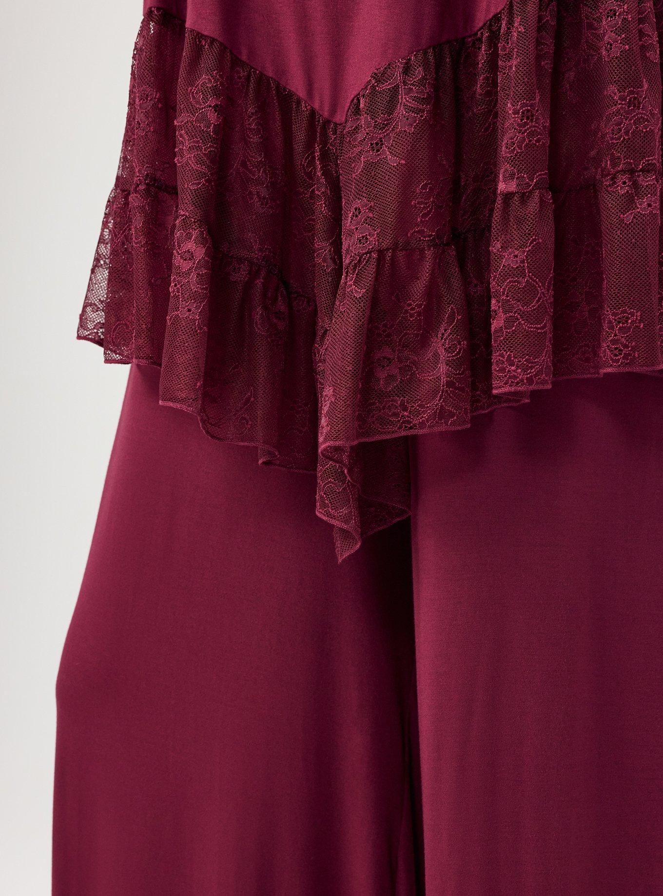 Super Soft Pointed Hem Lace Tunic Tank, MAROON BANNER, alternate